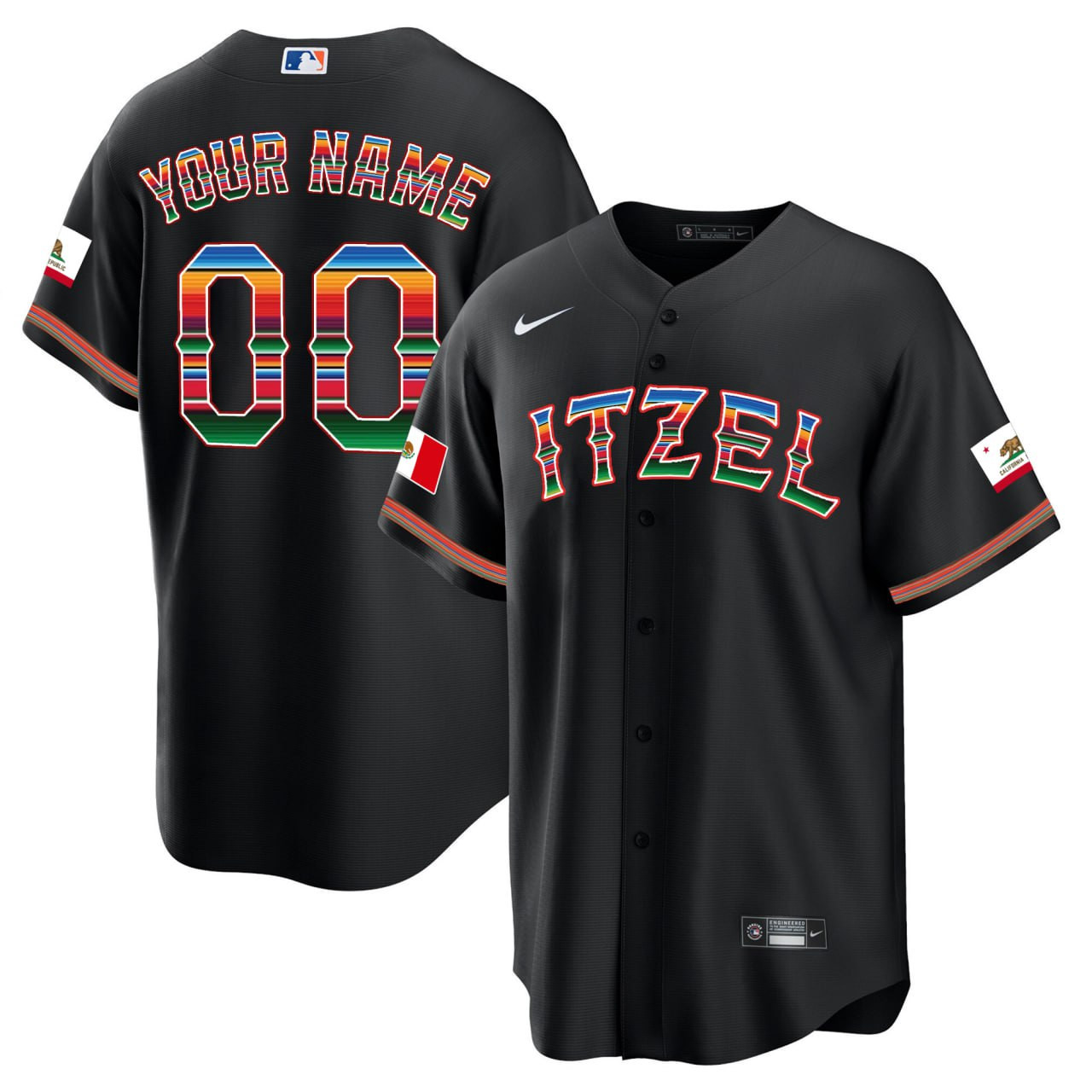 Tejas Men's Texas Rangers Mexican Custom Black  Jersey - All Stitched