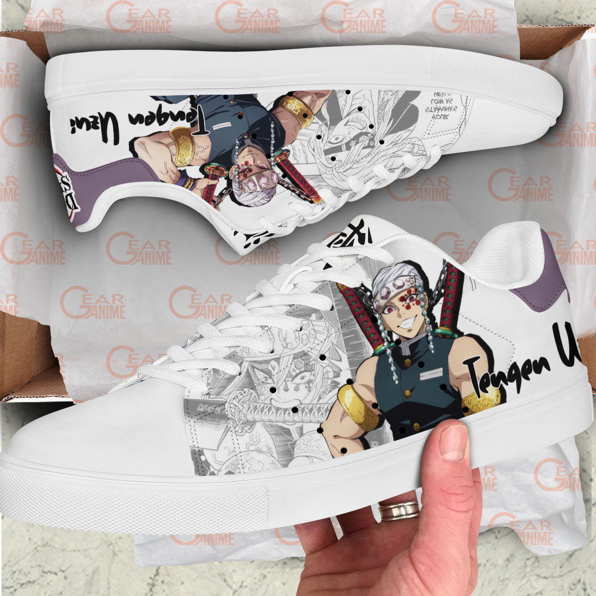 Tengen Uzui Skate Sneakers Custom Demon Slayer Anime Shoes