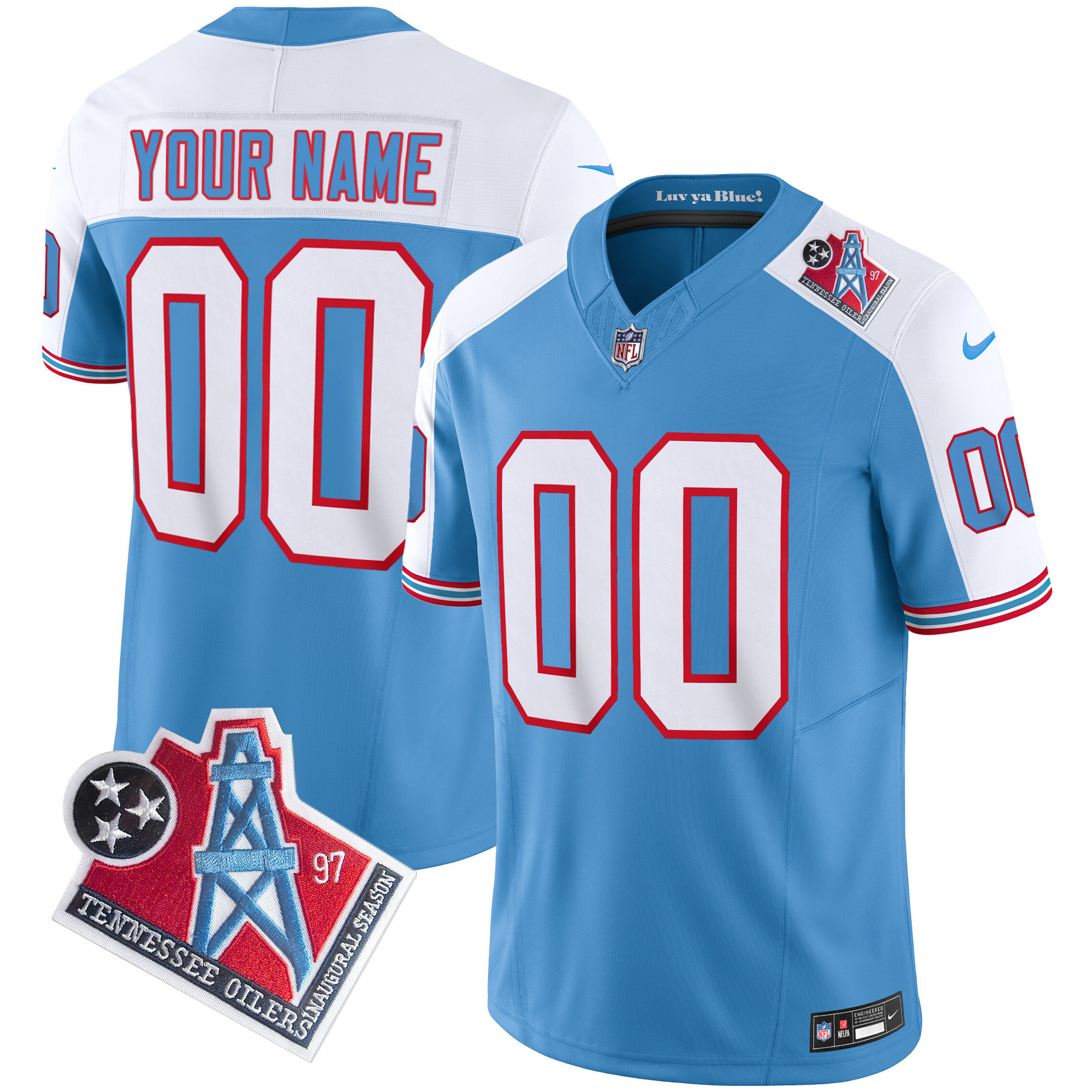 Tennessee Titans 1997 Throwback Limited Vapor Custom Alternate Jersey - All Stitched 