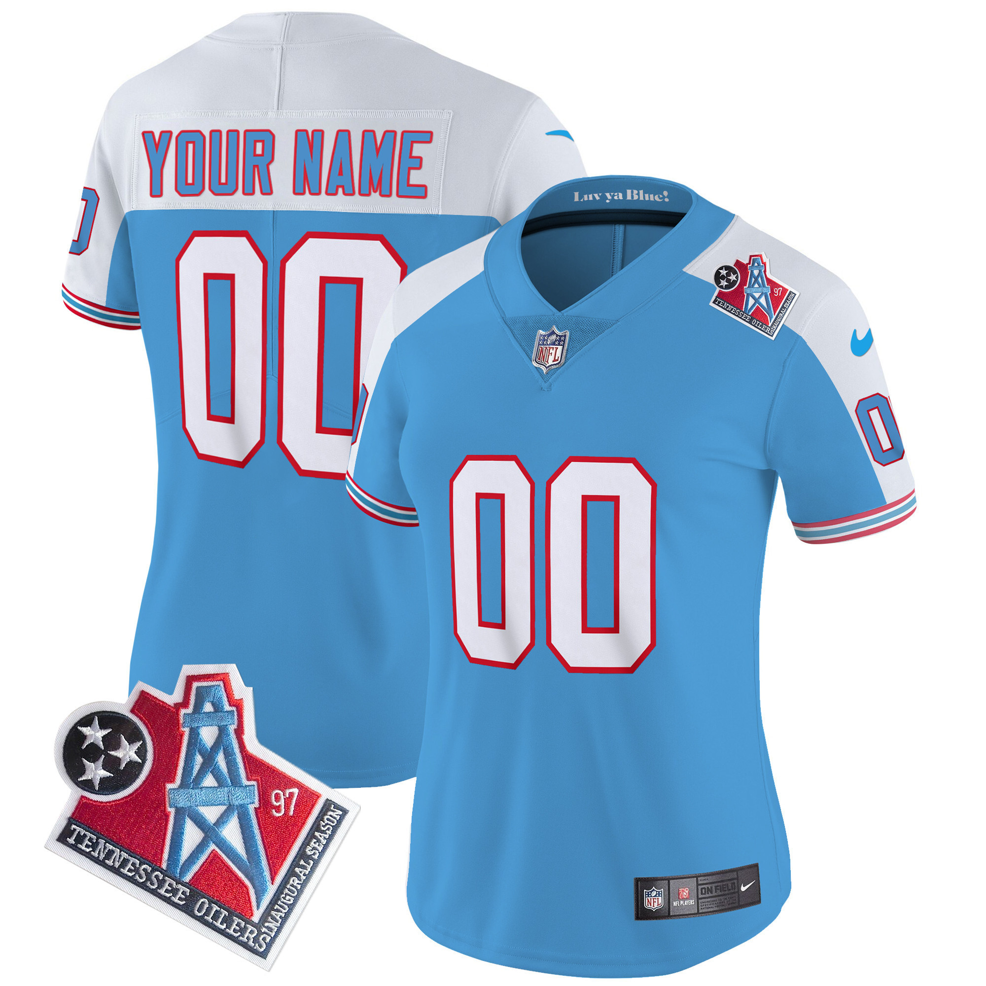Tennessee Titans 1997 Throwback Limited Vapor Custom Alternate Jersey - All Stitched 