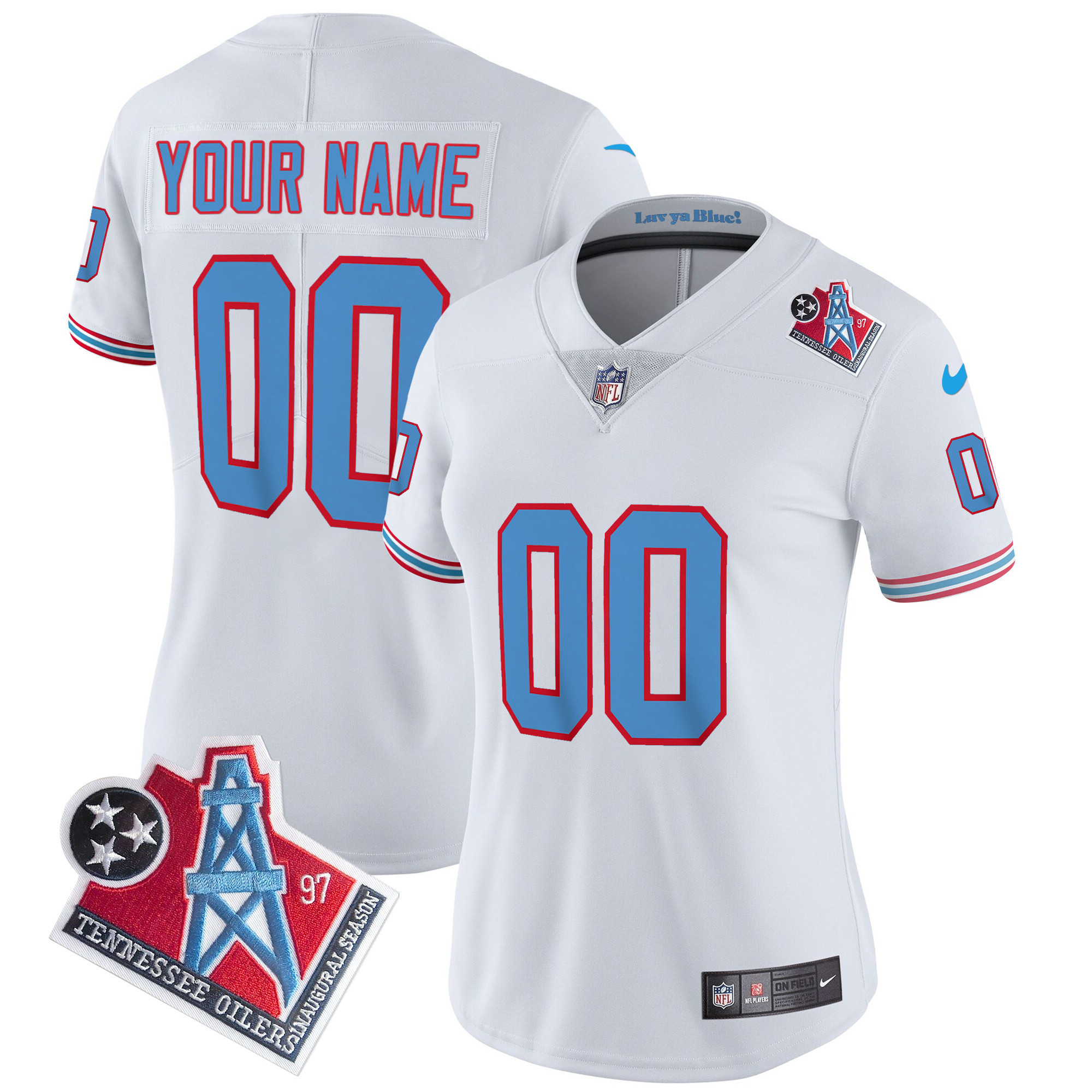 Tennessee Titans 1997 Throwback Limited Vapor Custom White Jersey - All Stitched 