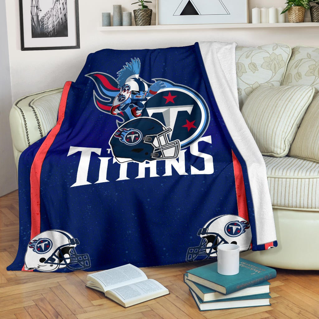 Tennessee Titans American Football Team Fleece Blanket Little Player With Helmet Patterns Blue Galaxy Fleece Blankets