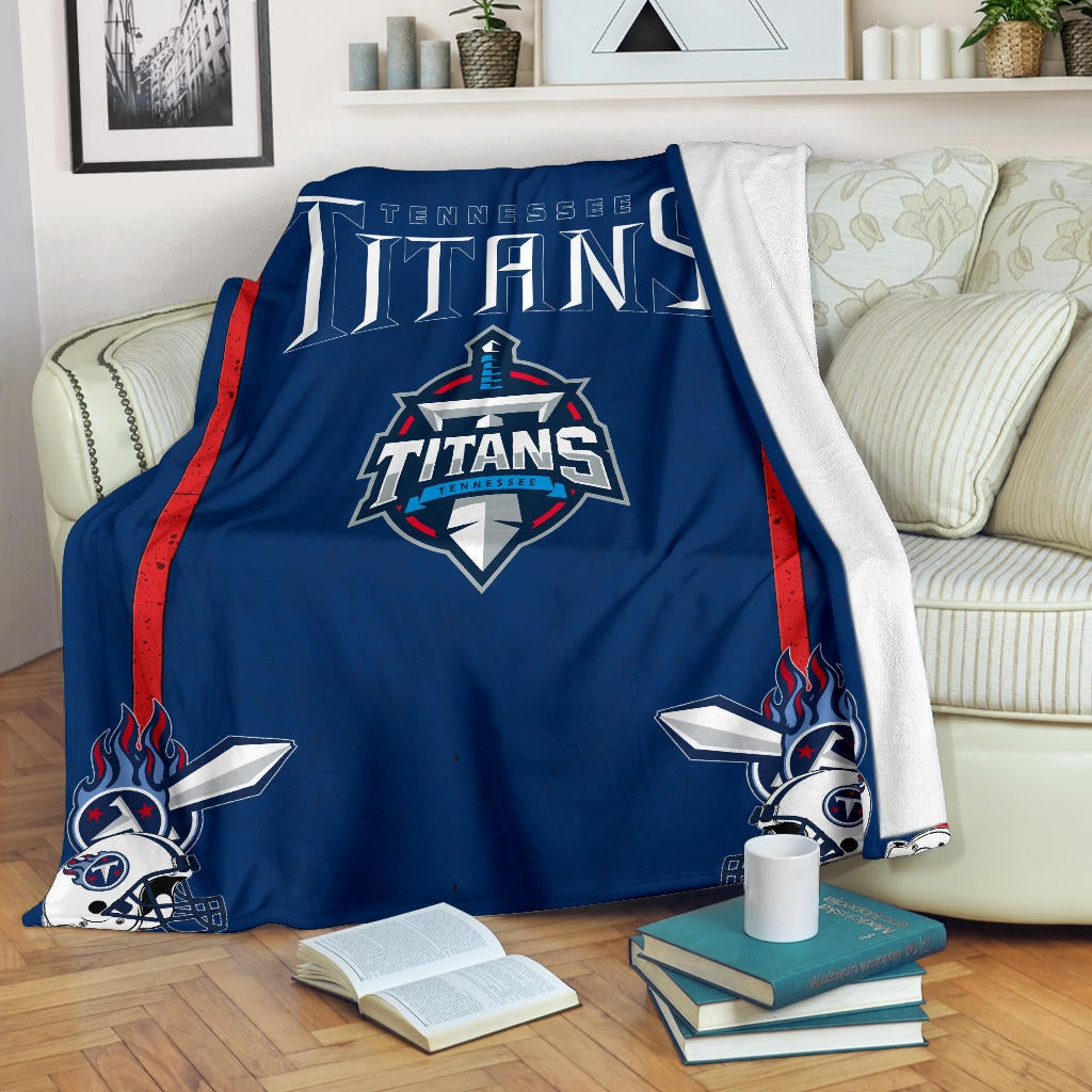Tennessee Titans American Football Team Fleece Blanket Titans Symbol Helmets With Flaming Ball Shield And Sword Fleece Blankets