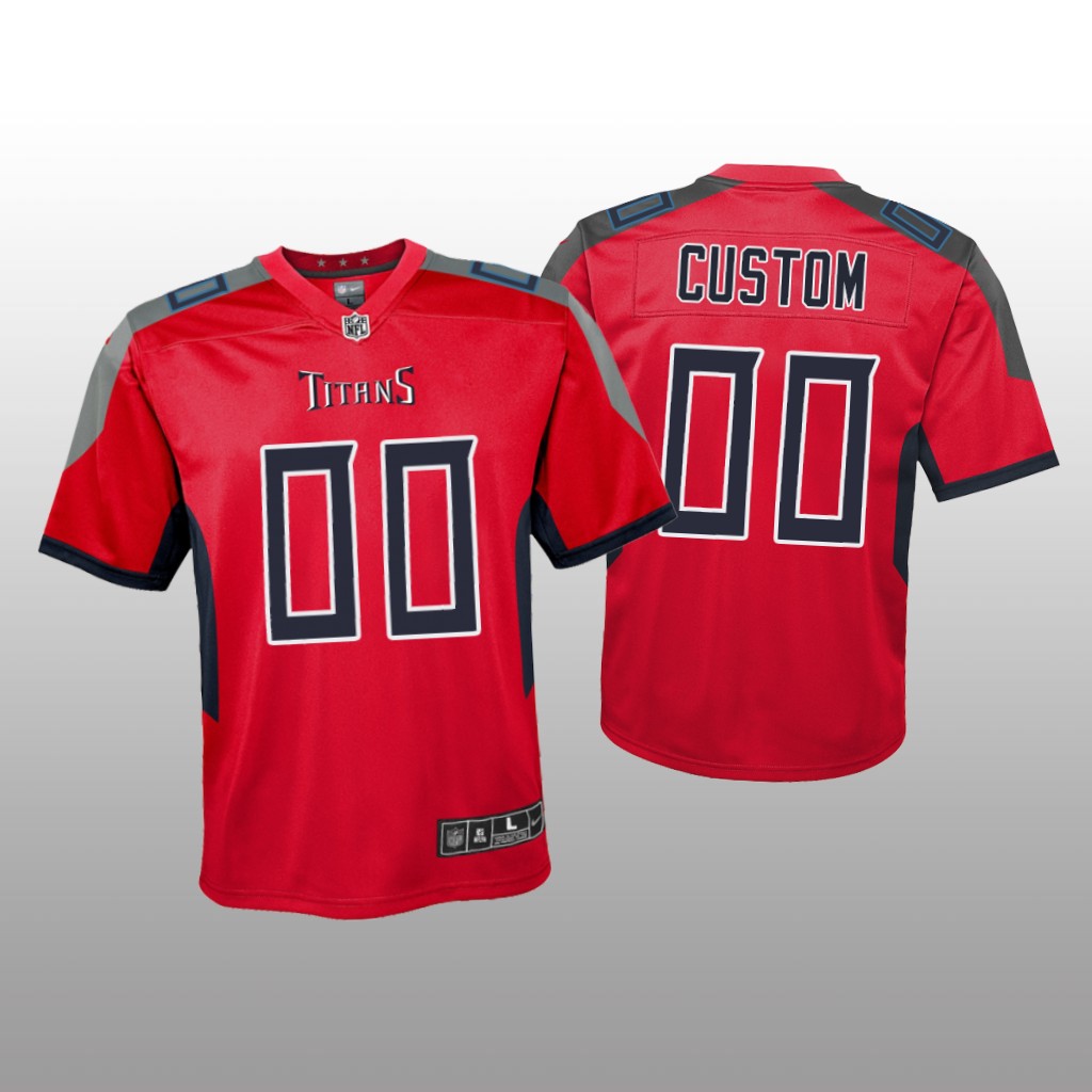 Tennessee Titans Custom Red Jersey Inverted Game - Youth