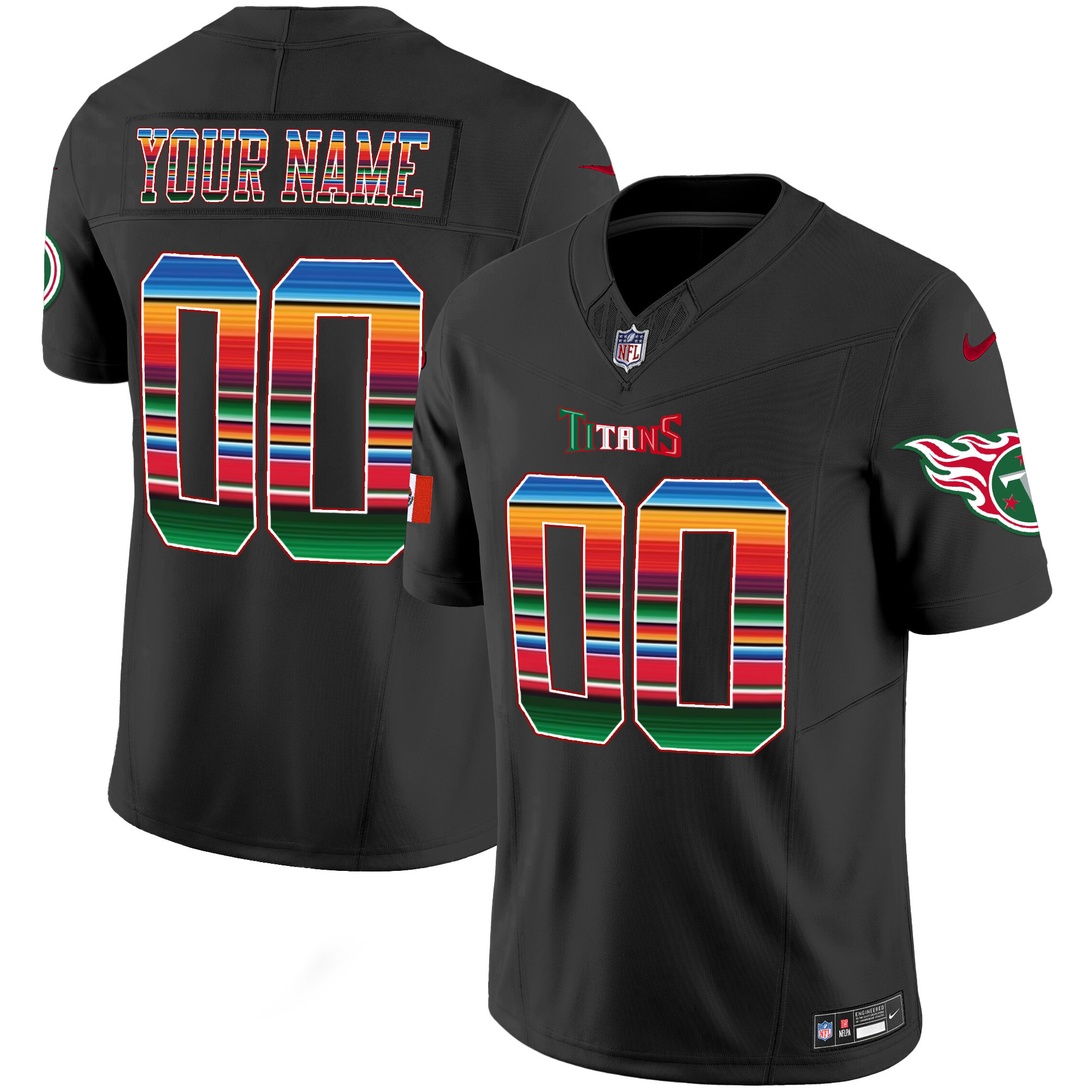 Tennessee Titans Mexico Vapor Custom Black Jersey - All Stitched 