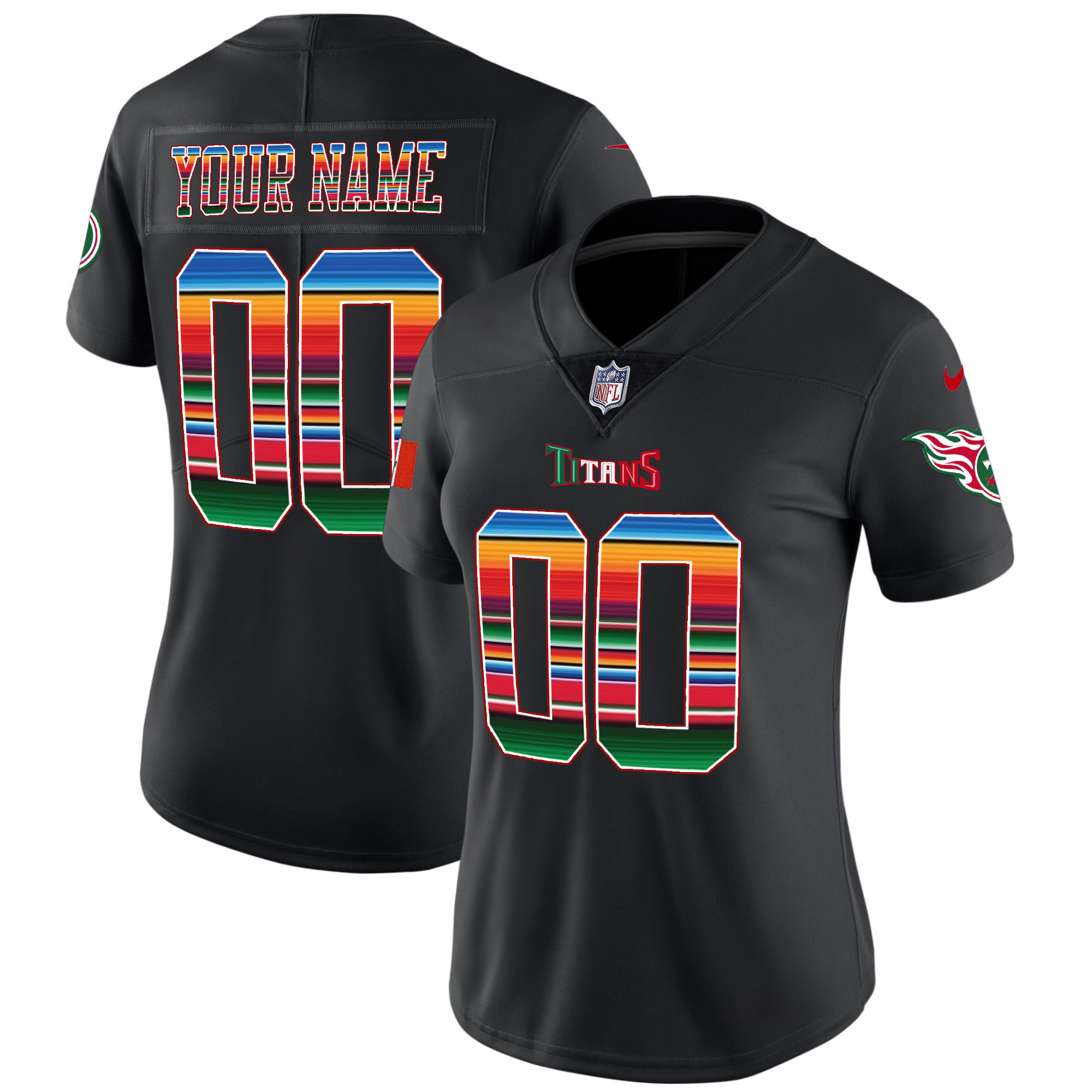 Tennessee Titans Mexico Vapor Custom Black Jersey - All Stitched 