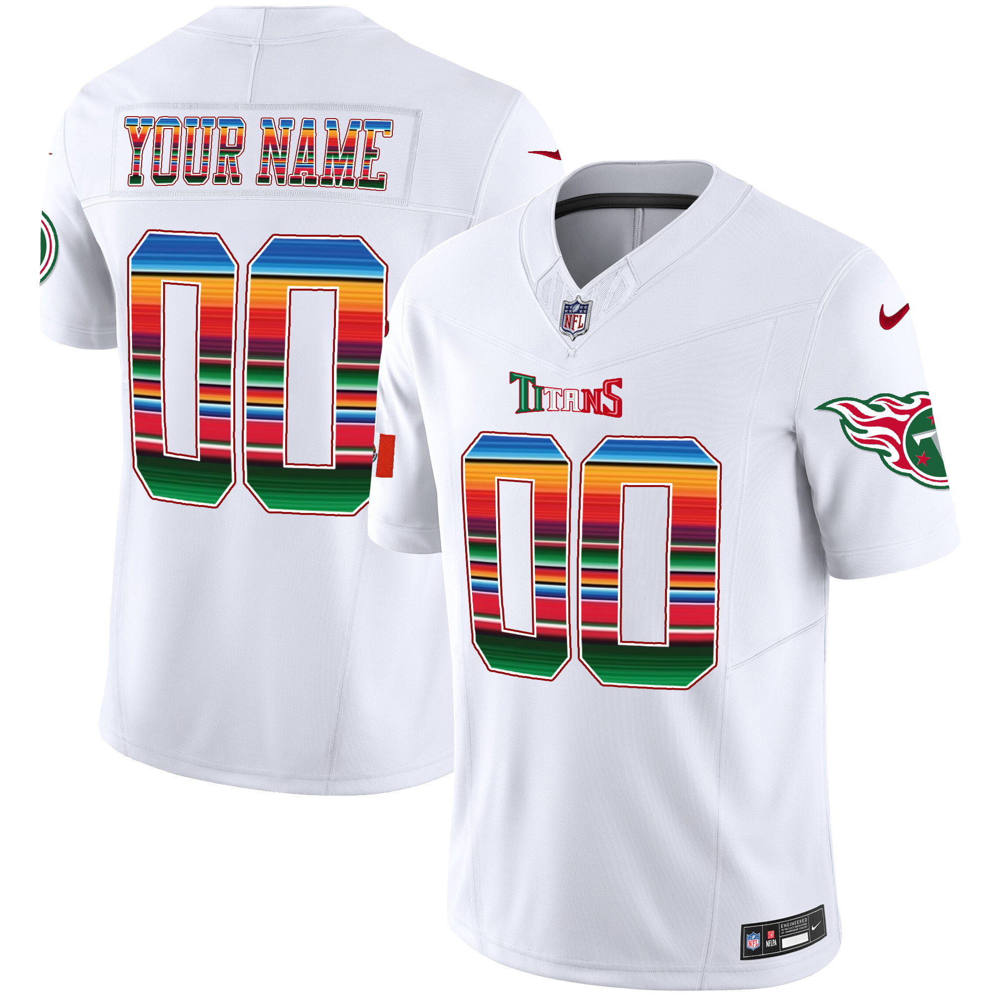 Tennessee Titans Mexico Vapor Custom White Jersey - All Stitched 
