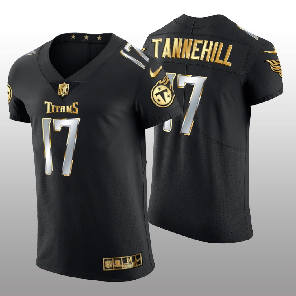 Tennessee Titans Ryan Tannehill Black Vapor Elite Jersey Golden Edition Men's