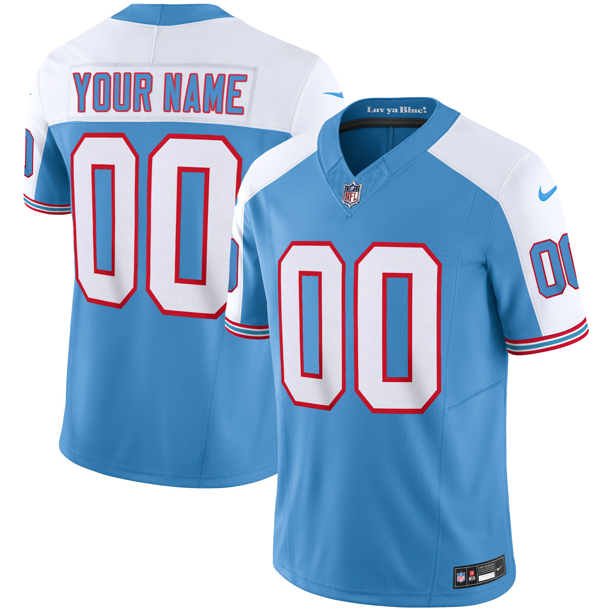 Tennessee Titans Throwback Limited Vapor Custom Alternate Jersey - All Stitched 