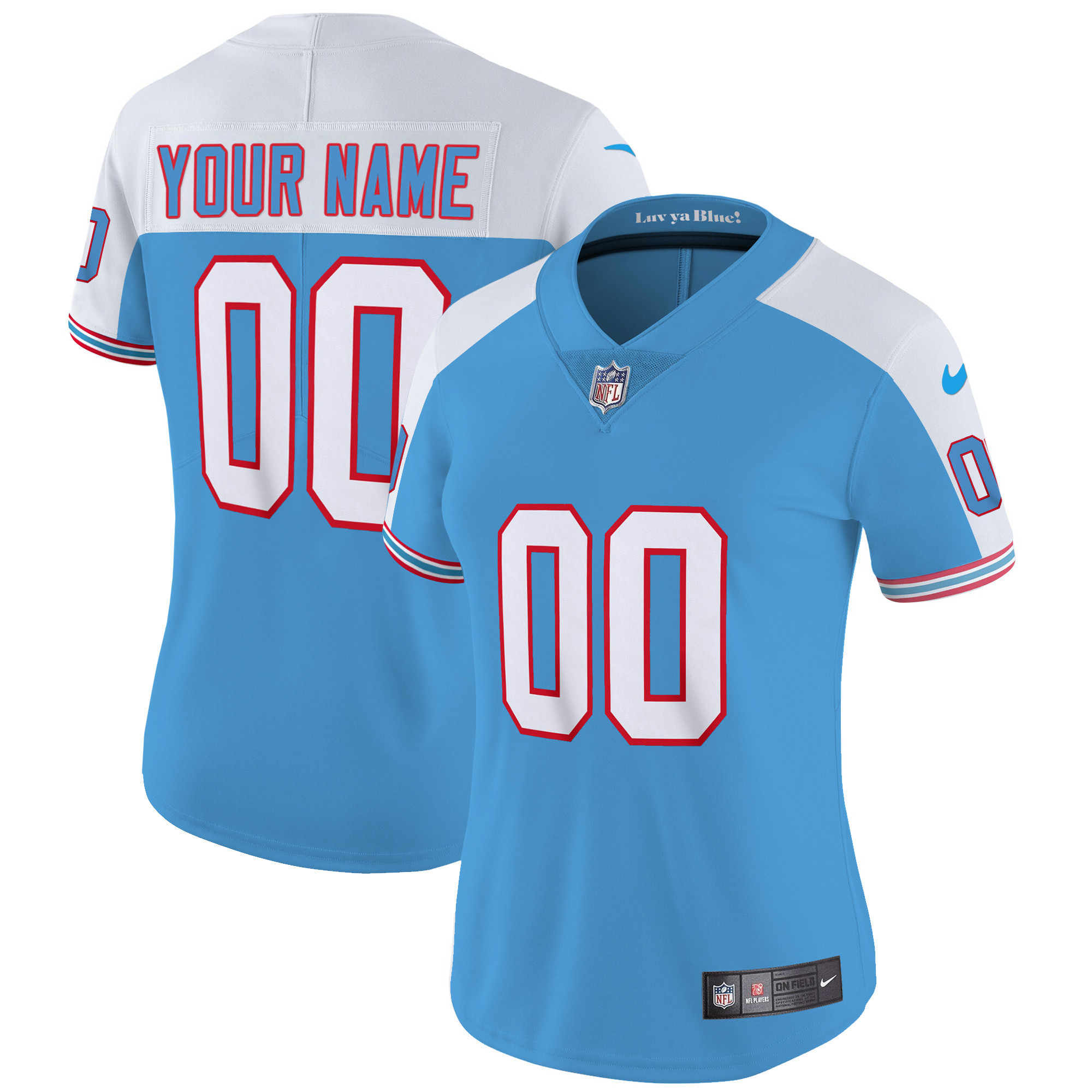 Tennessee Titans Throwback Limited Vapor Custom Alternate Jersey - All Stitched 