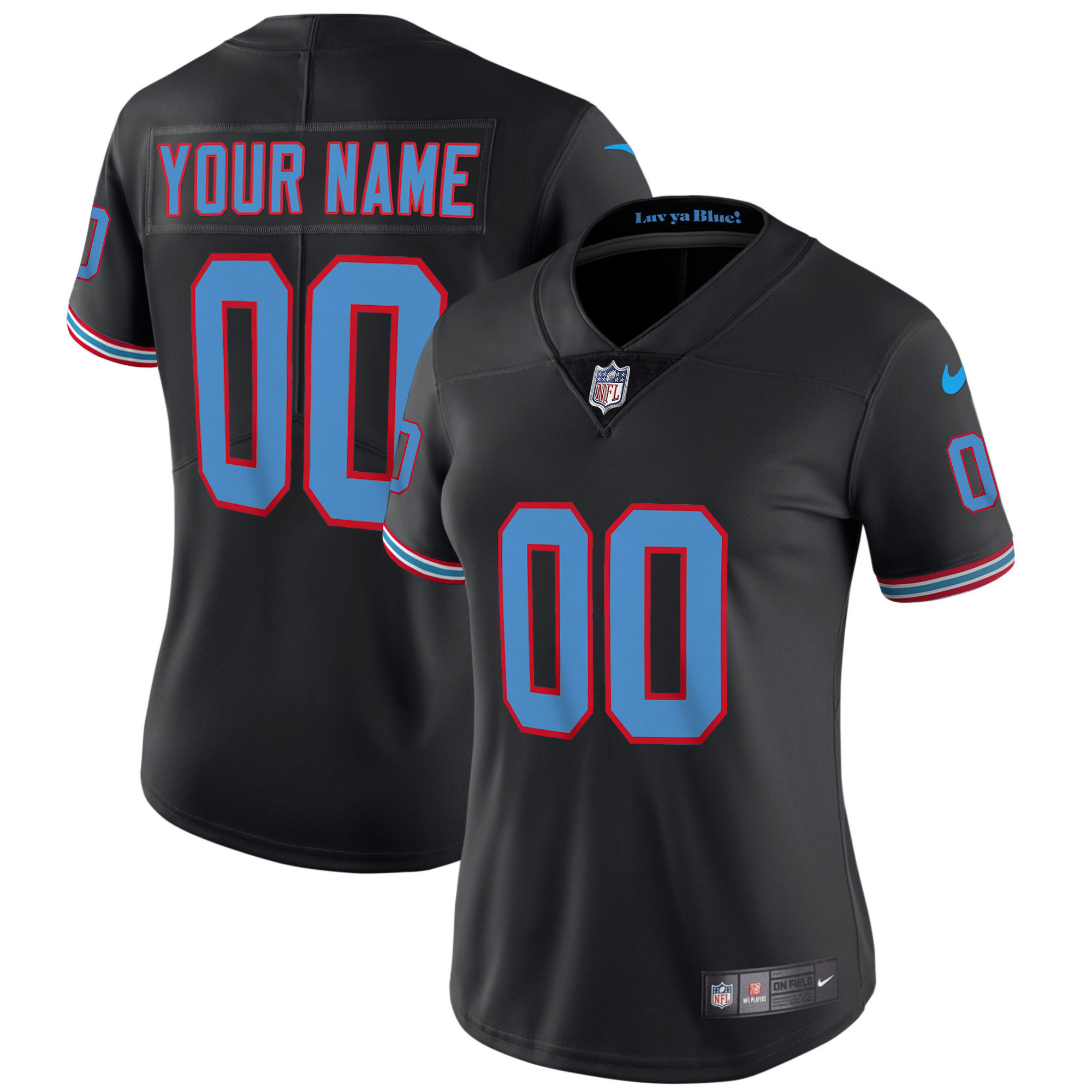 Tennessee Titans Throwback Limited Vapor Custom Black Jersey - All Stitched 
