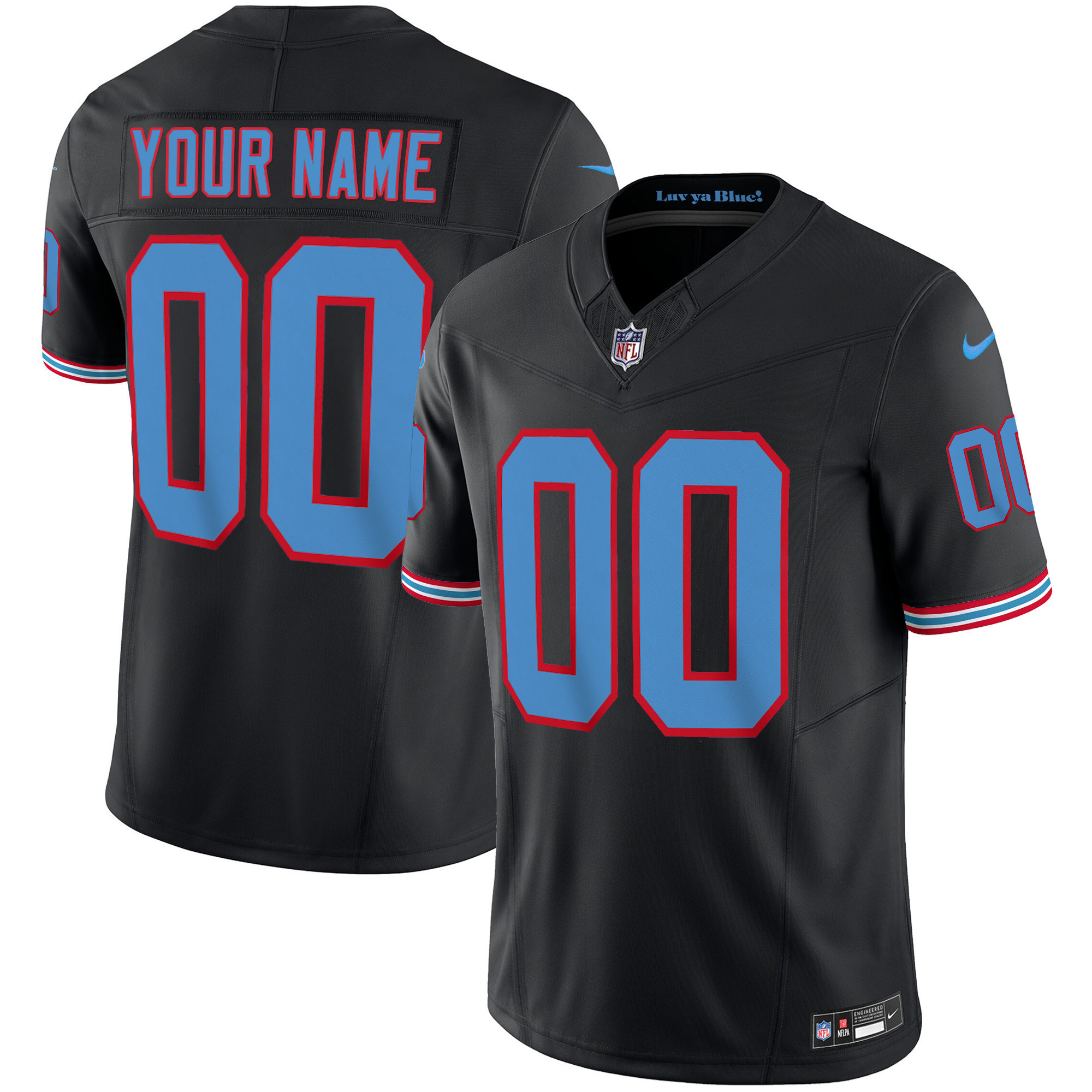 Tennessee Titans Throwback Limited Vapor Custom Black Jersey - All Stitched 
