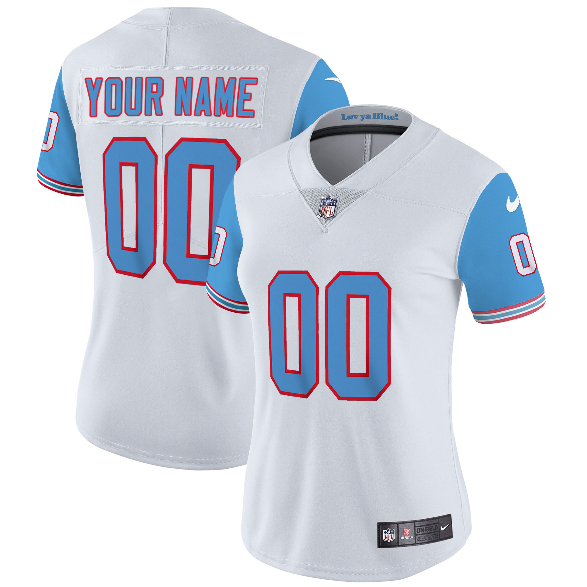Tennessee Titans Throwback Limited Vapor Custom Blue Sleeves Jersey - All Stitched 