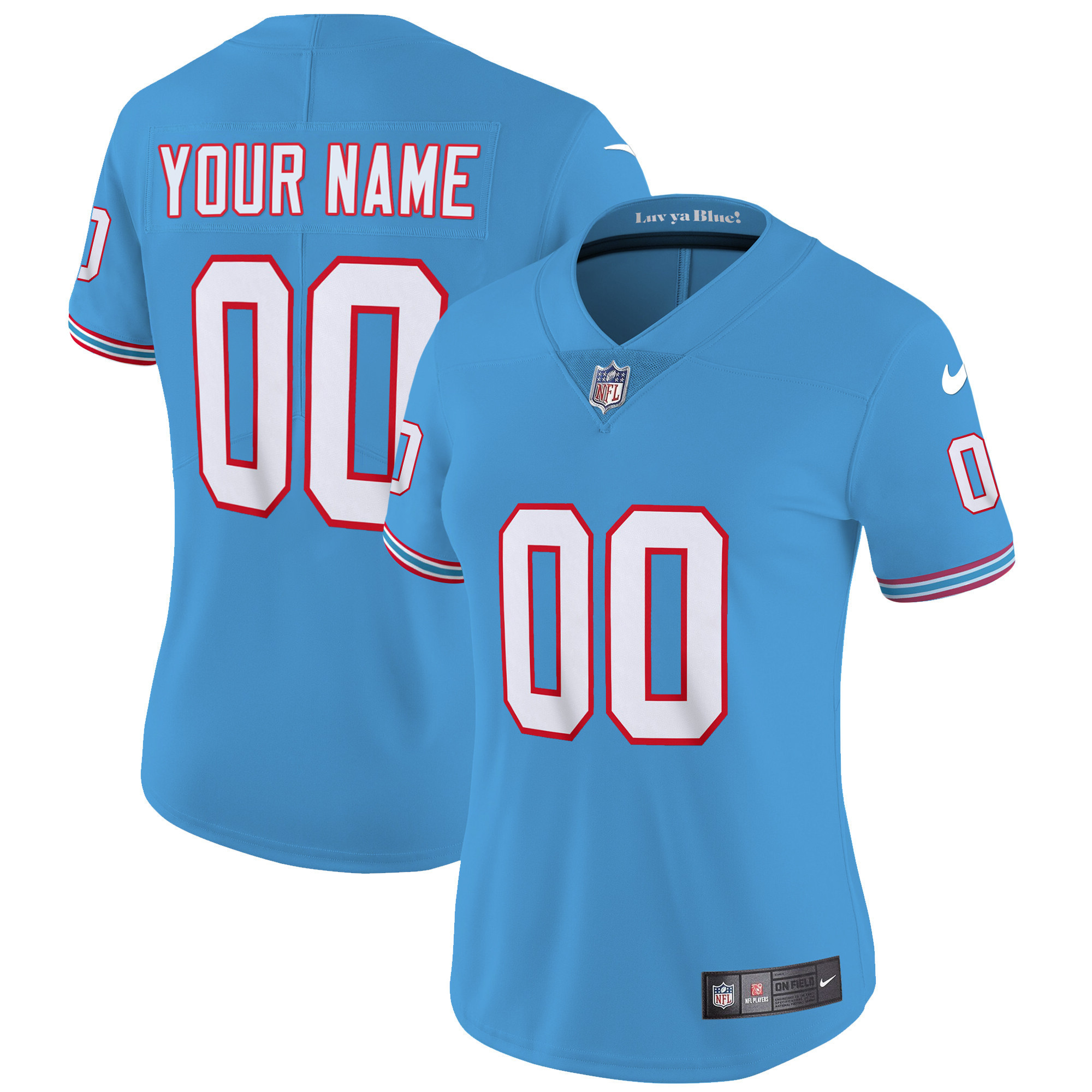 Tennessee Titans Throwback Limited Vapor Custom Light Blue Jersey - All Stitched 