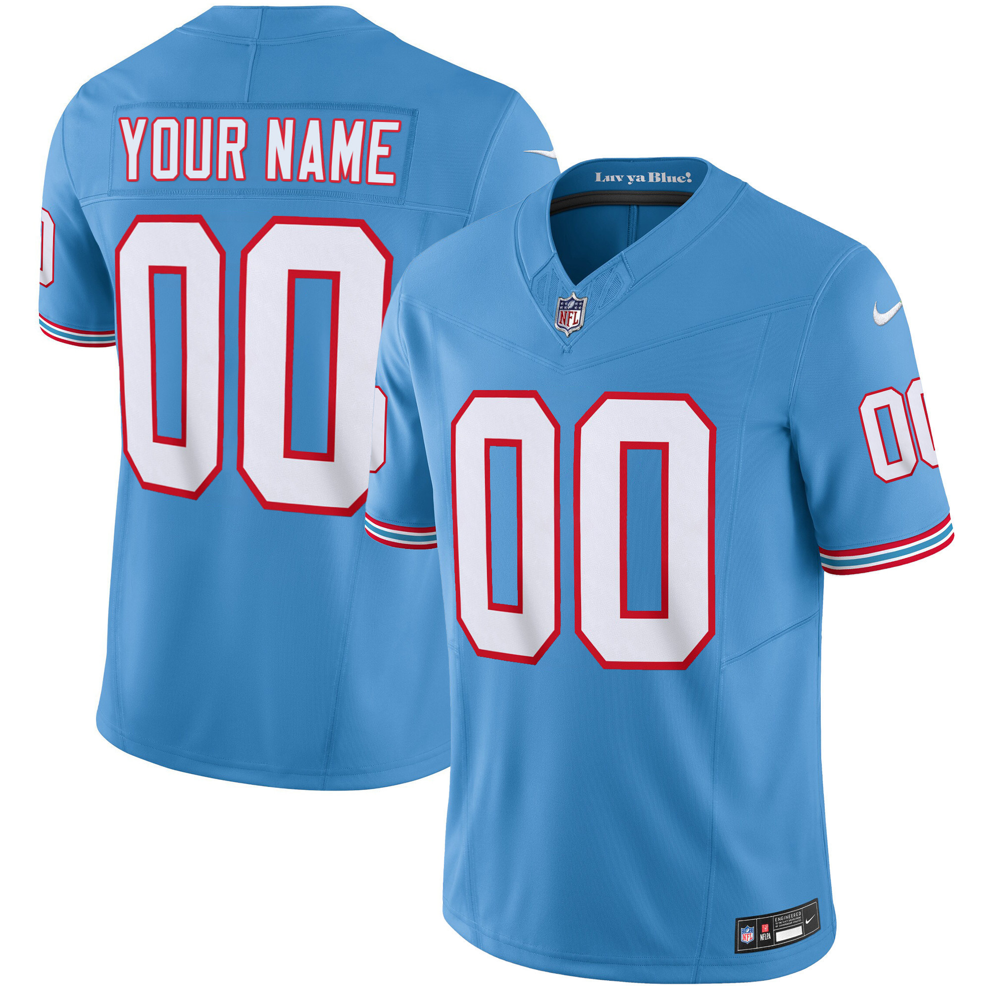 Tennessee Titans Throwback Limited Vapor Custom Light Blue Jersey - All Stitched 