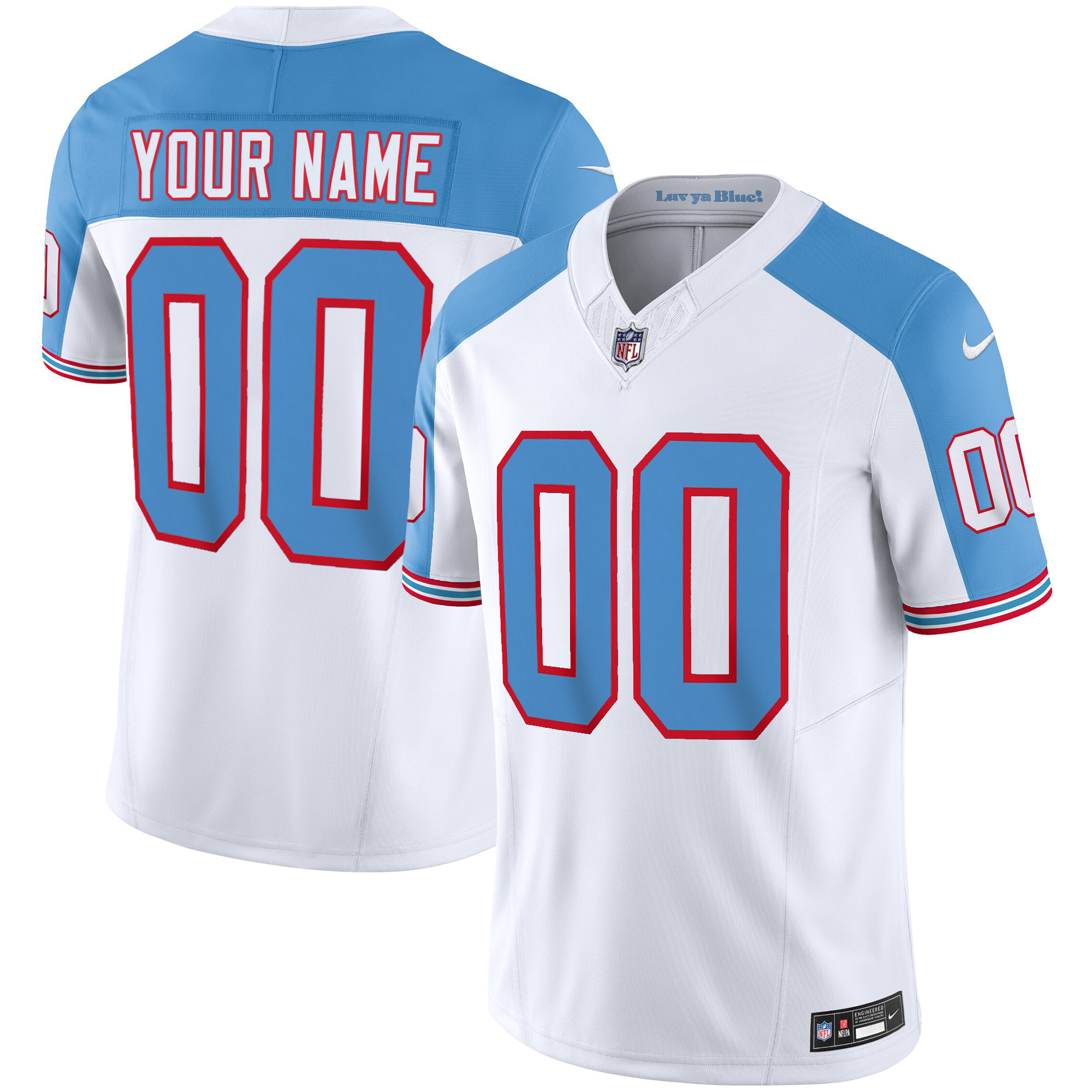 Tennessee Titans Throwback Limited Vapor Custom White Alternate Jersey - All Stitched 