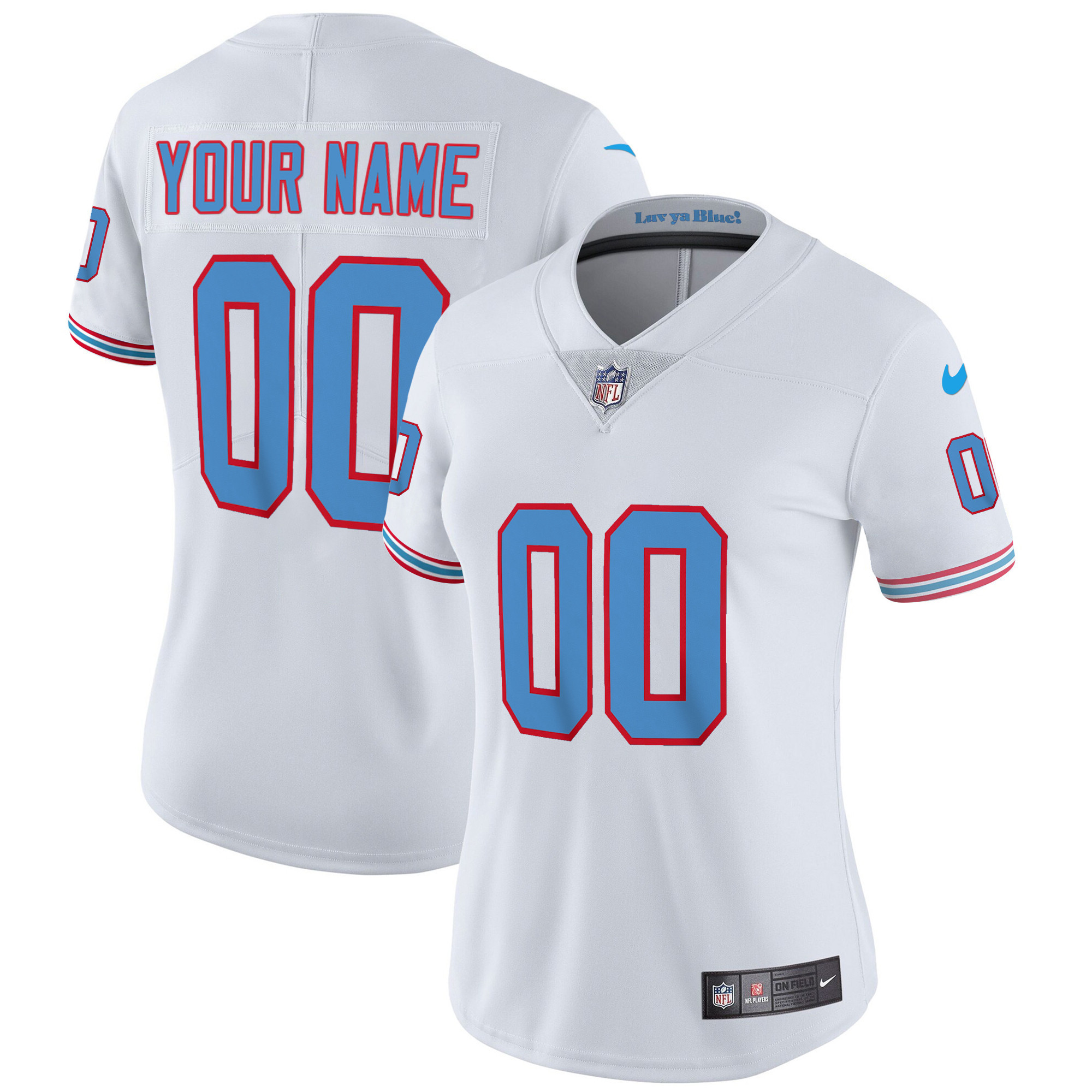 Tennessee Titans Throwback Limited Vapor Custom White Jersey - All Stitched 
