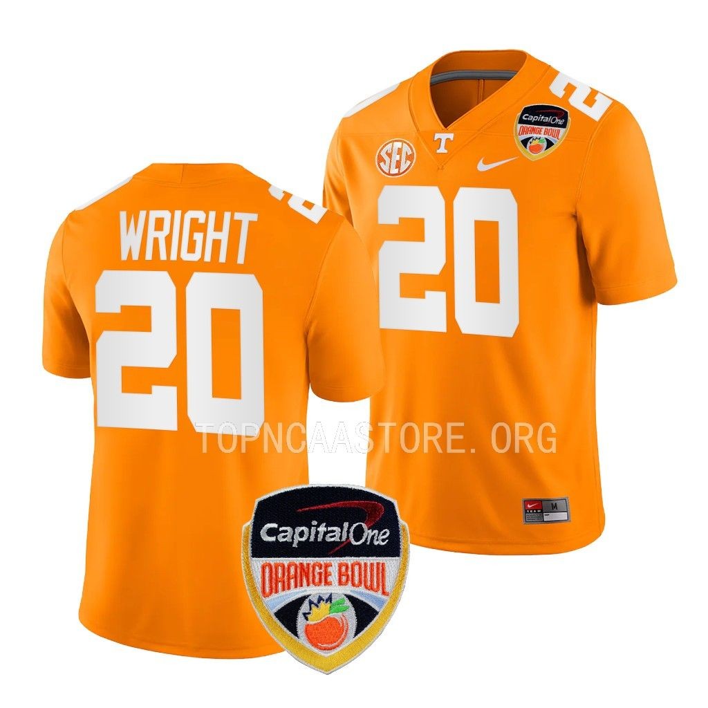 Tennessee Volunteers 2022 Orange Bowl Jaylen Wright #20 Orange Men's College Jersey