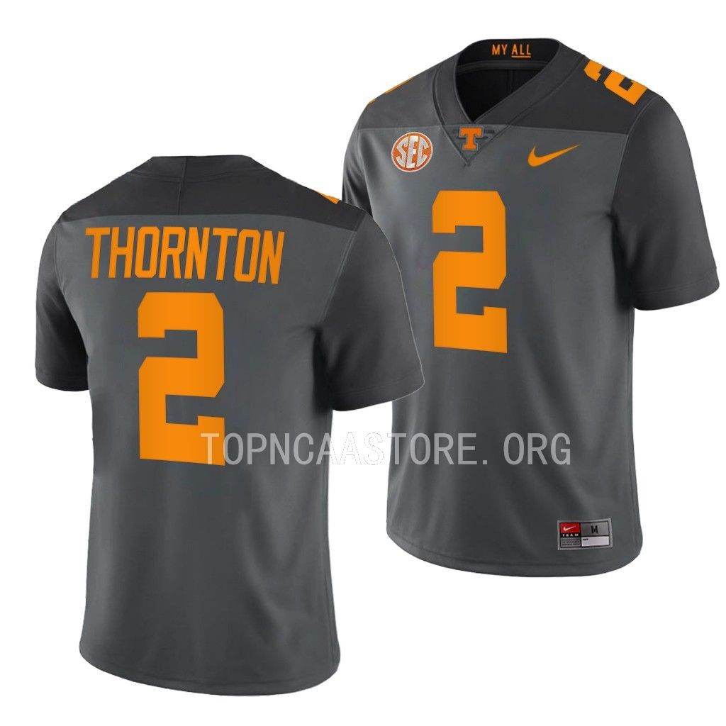Tennessee Volunteers Dont'e Thornton Jersey 2023 Smokey Grey Series Grey #2 Men's Shirt