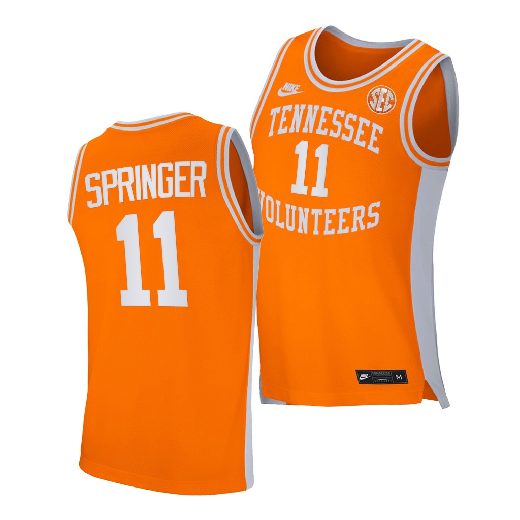 Tennessee Volunteers Jaden Springer Orange 2021 Retro College Jersey