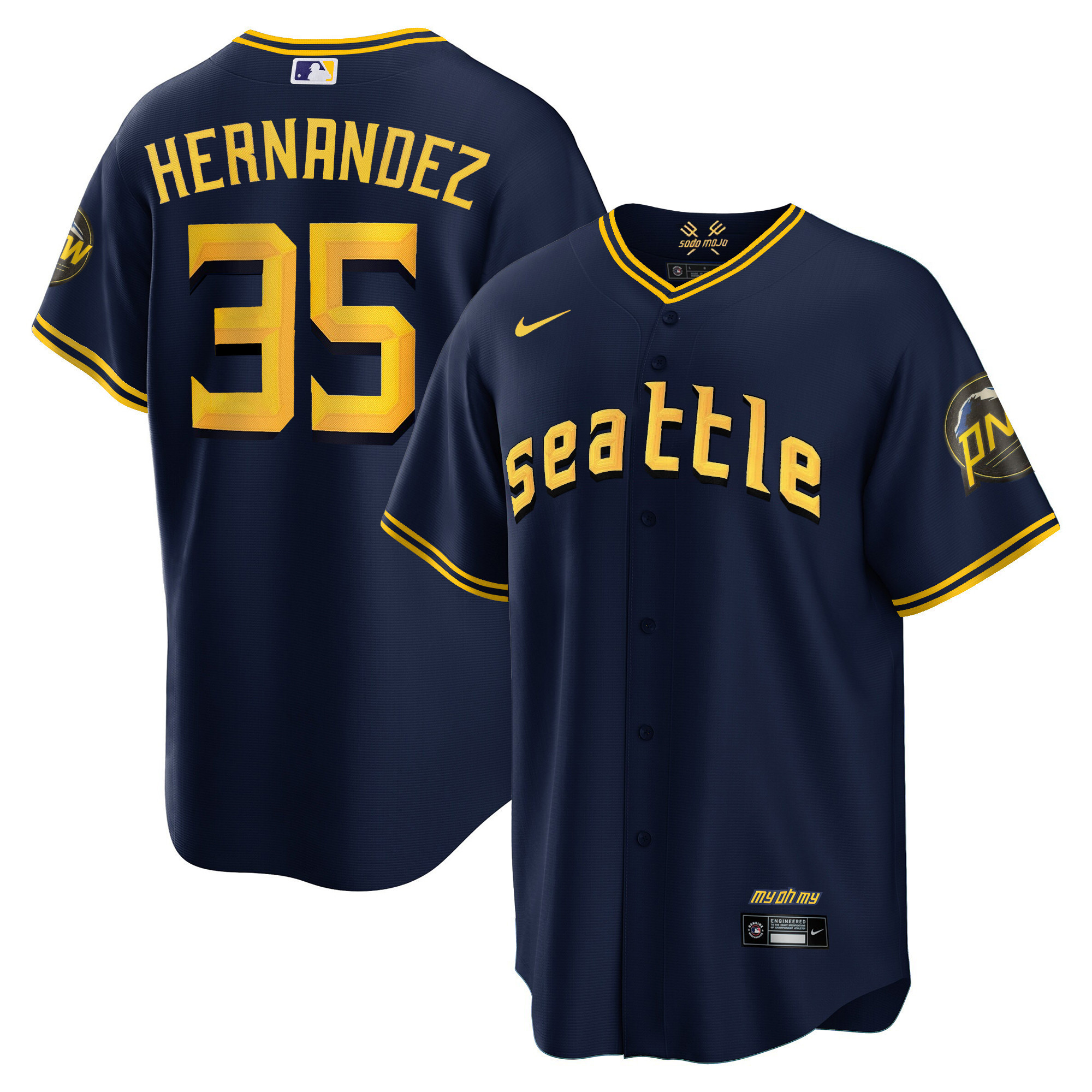 Teoscar Hernandez Men's Seattle Mariners 2023 City Connect Collection Cool Navy Jersey - All Stitched