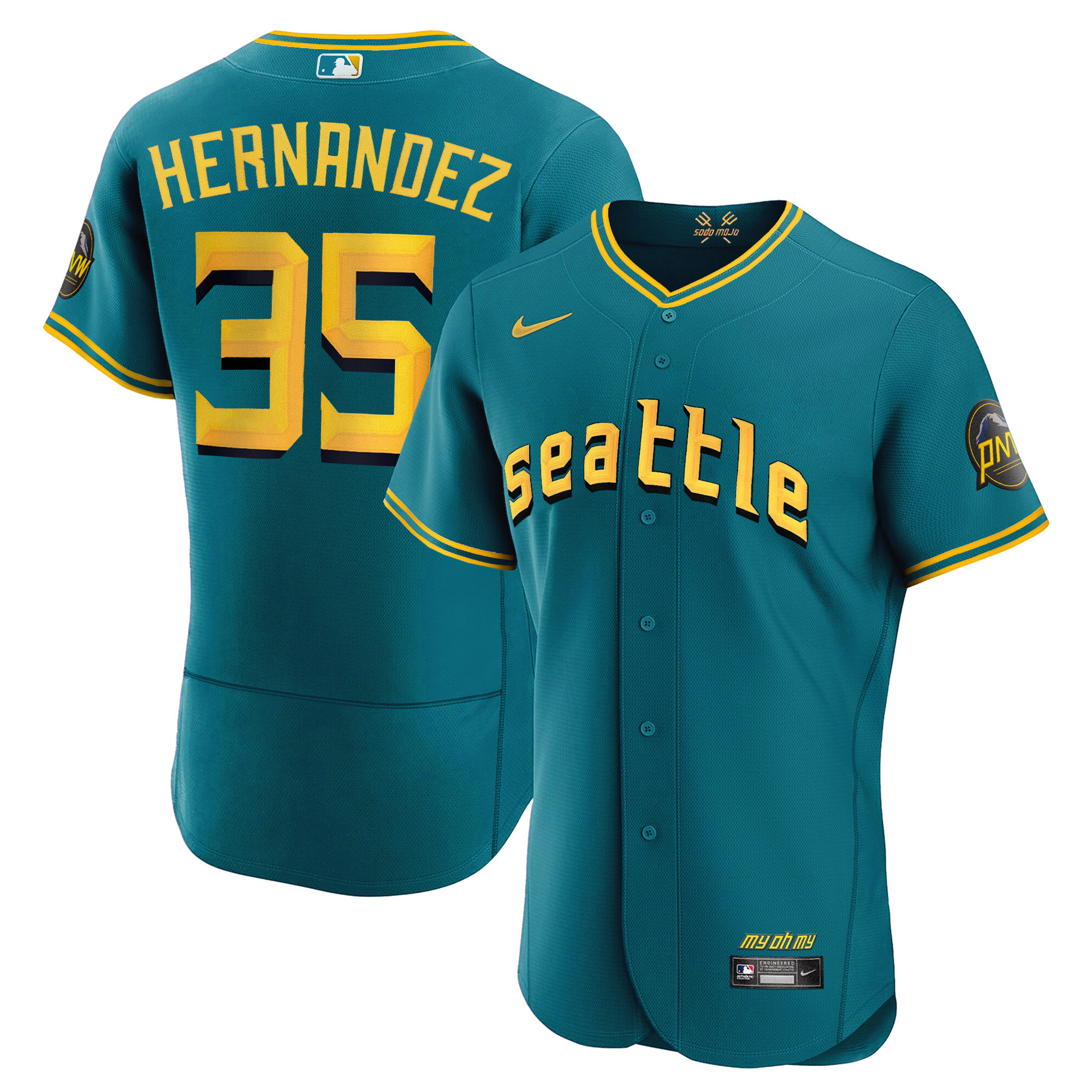 Teoscar Hernandez Men's Seattle Mariners 2023 City Connect Collection Flex Aqua Jersey - All Stitched