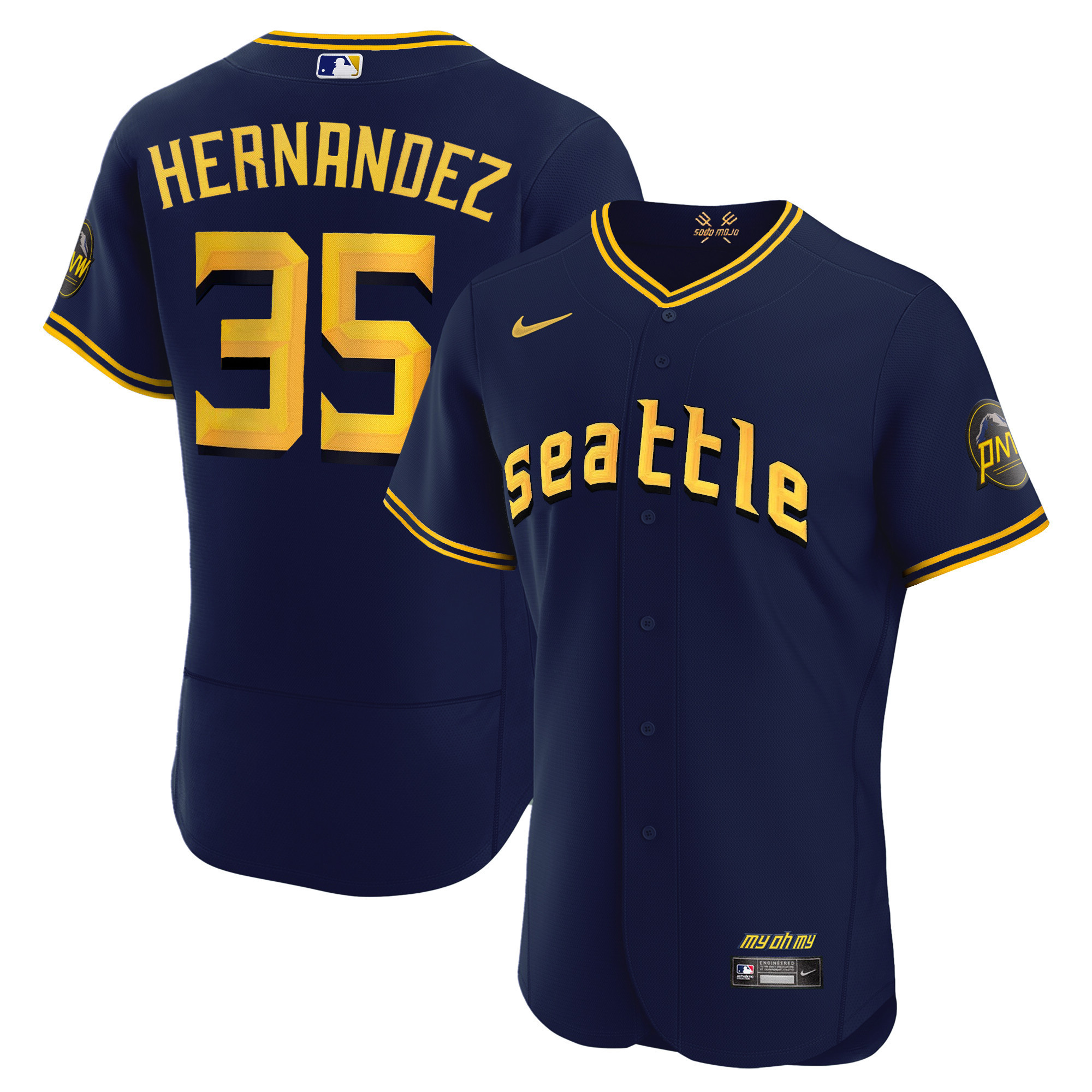 Teoscar Hernandez Men's Seattle Mariners 2023 City Connect Collection Flex Navy Jersey - All Stitched