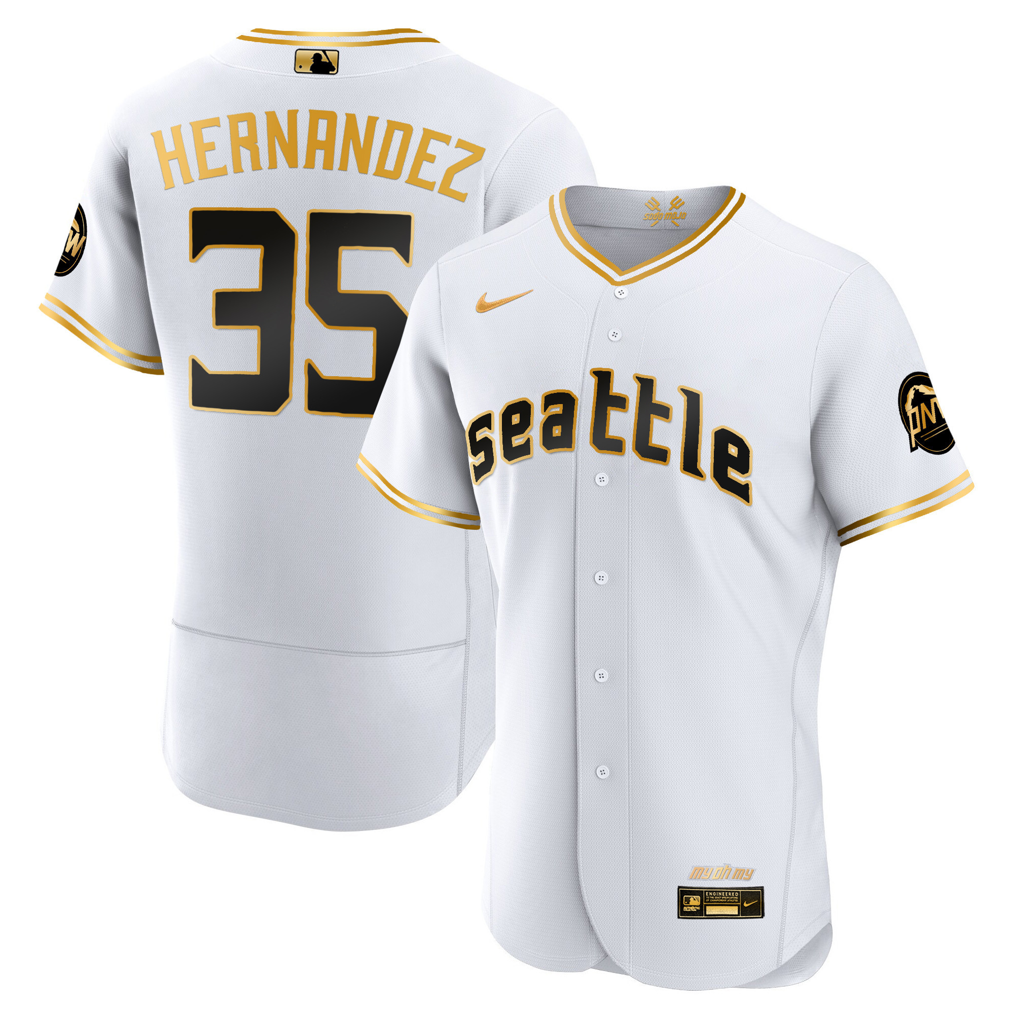 Teoscar Hernandez Men's Seattle Mariners 2023 City Connect Gold Flex White Gold Jersey - All Stitched