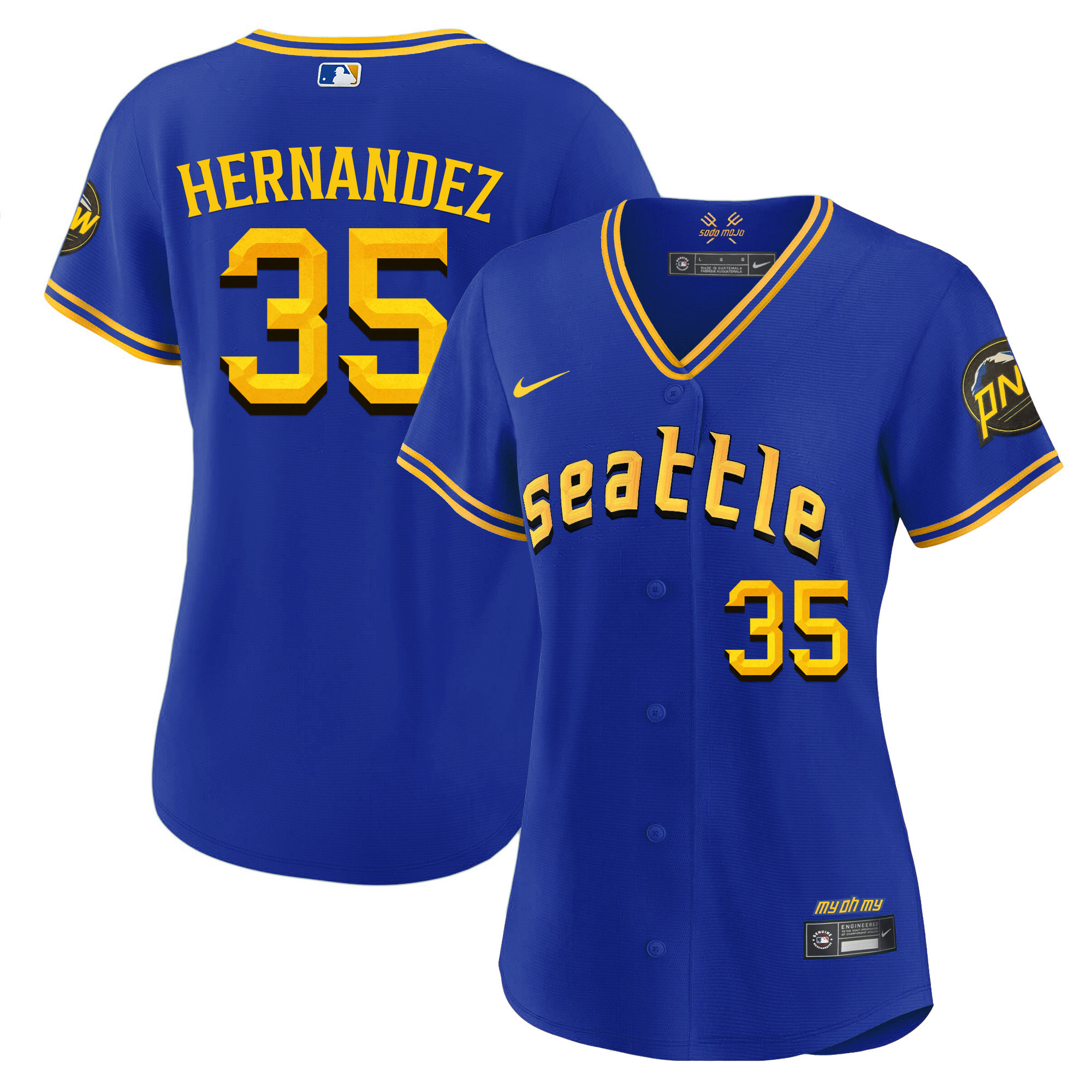 Teoscar Hernandez Women's Seattle Mariners 2023 City Connect Gold Fan Made Royal Jersey - All Stitched