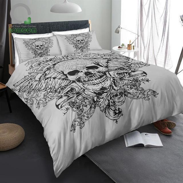 Terror Black And White Skull Duvet Cover Bedding Set