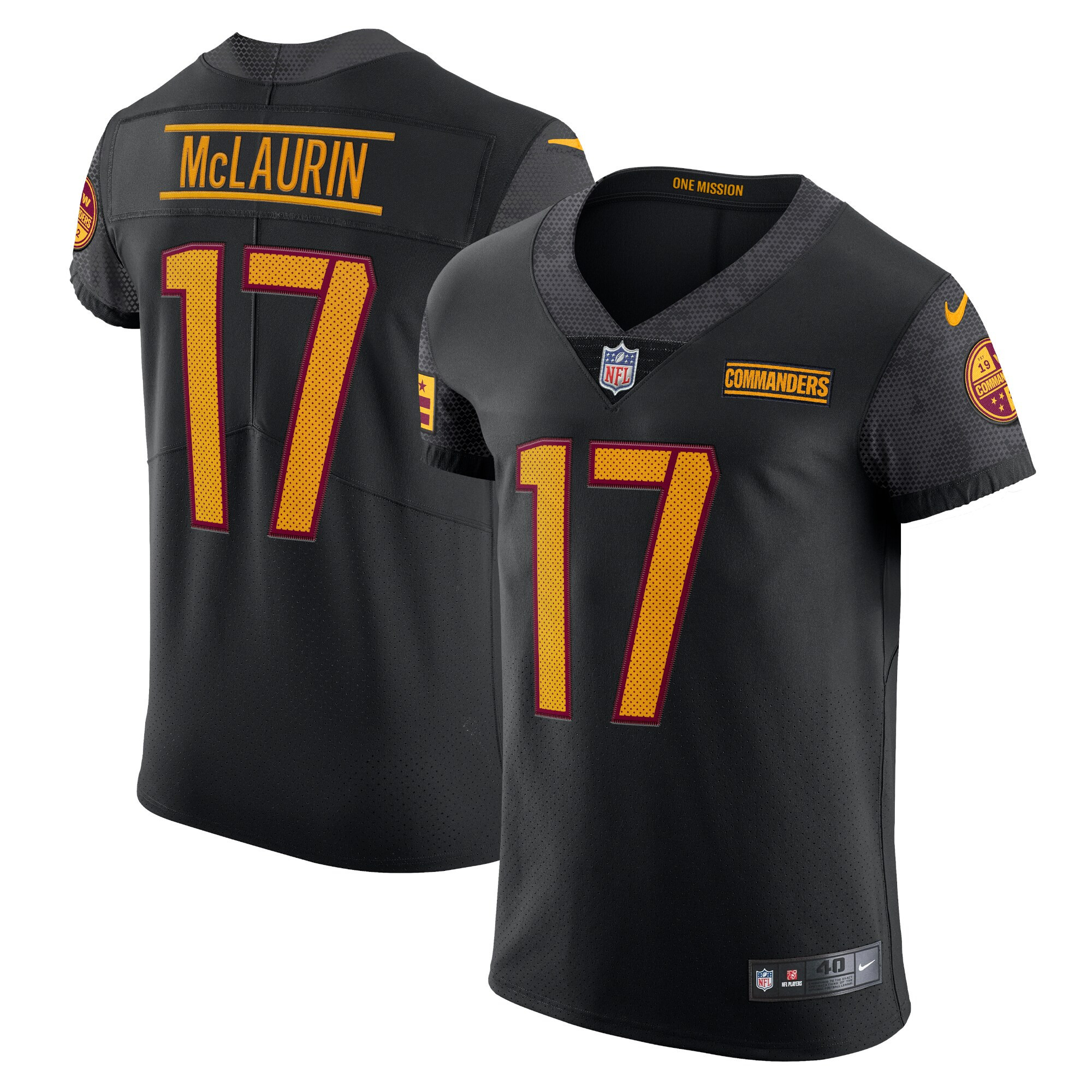 Terry McLaurin Washington Commanders Black Vapor Elite Black Jersey - All Stitched 