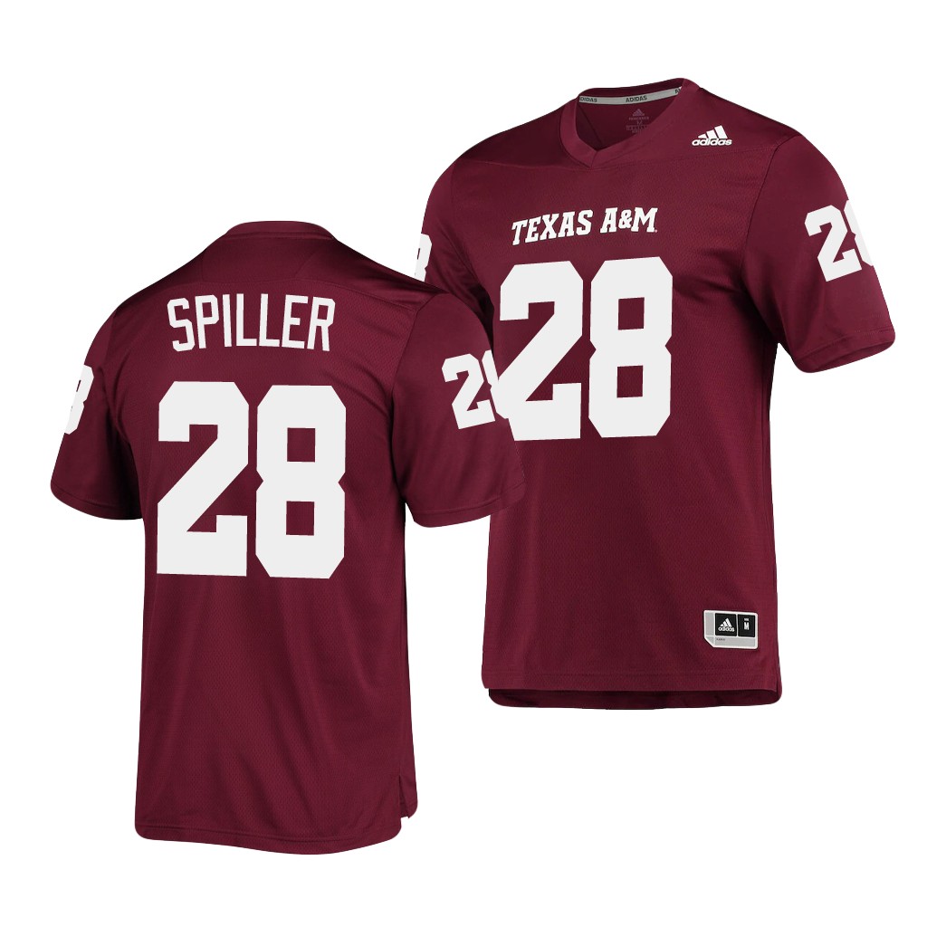 Texas A&M Aggies 28 Isaiah Spiller Maroon AEROREADY Jersey Men's