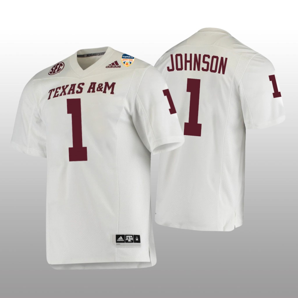 Texas A&M Aggies White 2021 Orange Bowl College Buddy Johnson Jersey