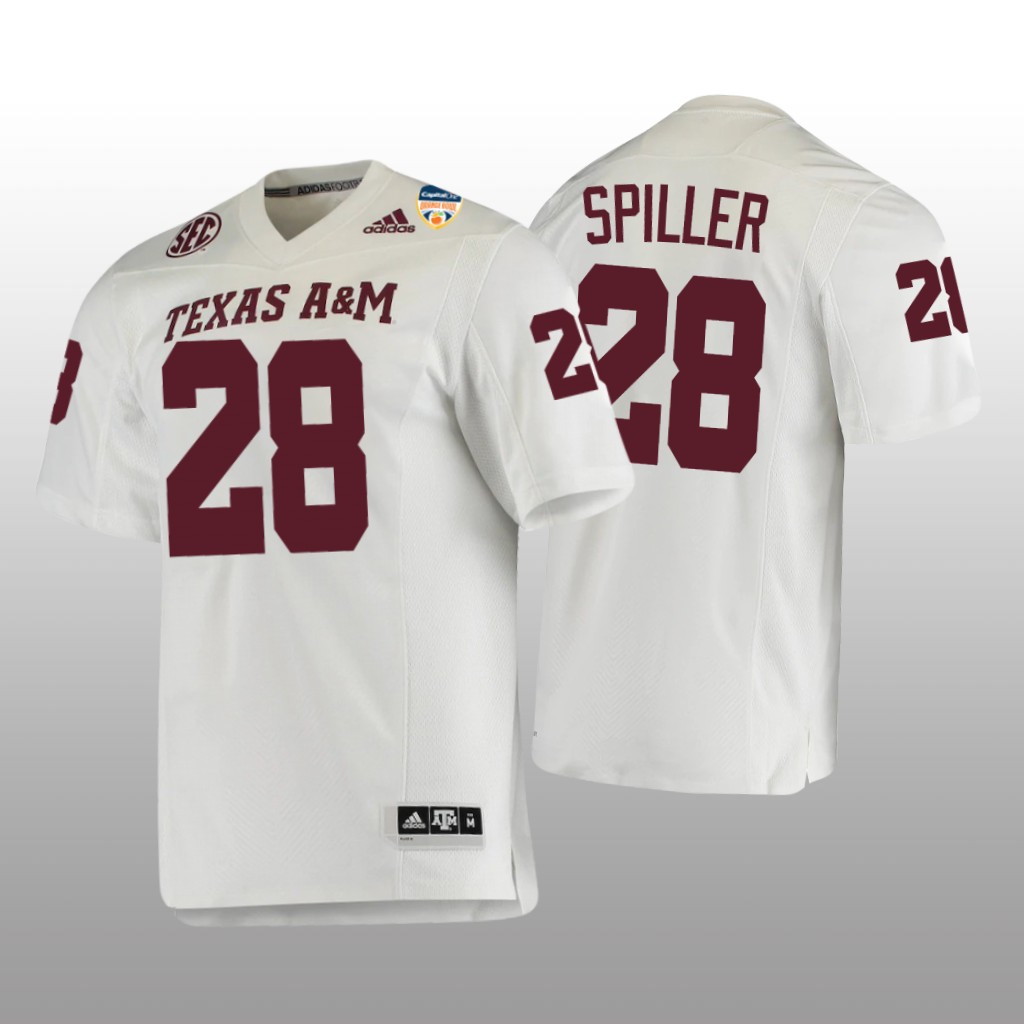 Texas A&M Aggies White 2021 Orange Bowl College Isaiah Spiller Jersey