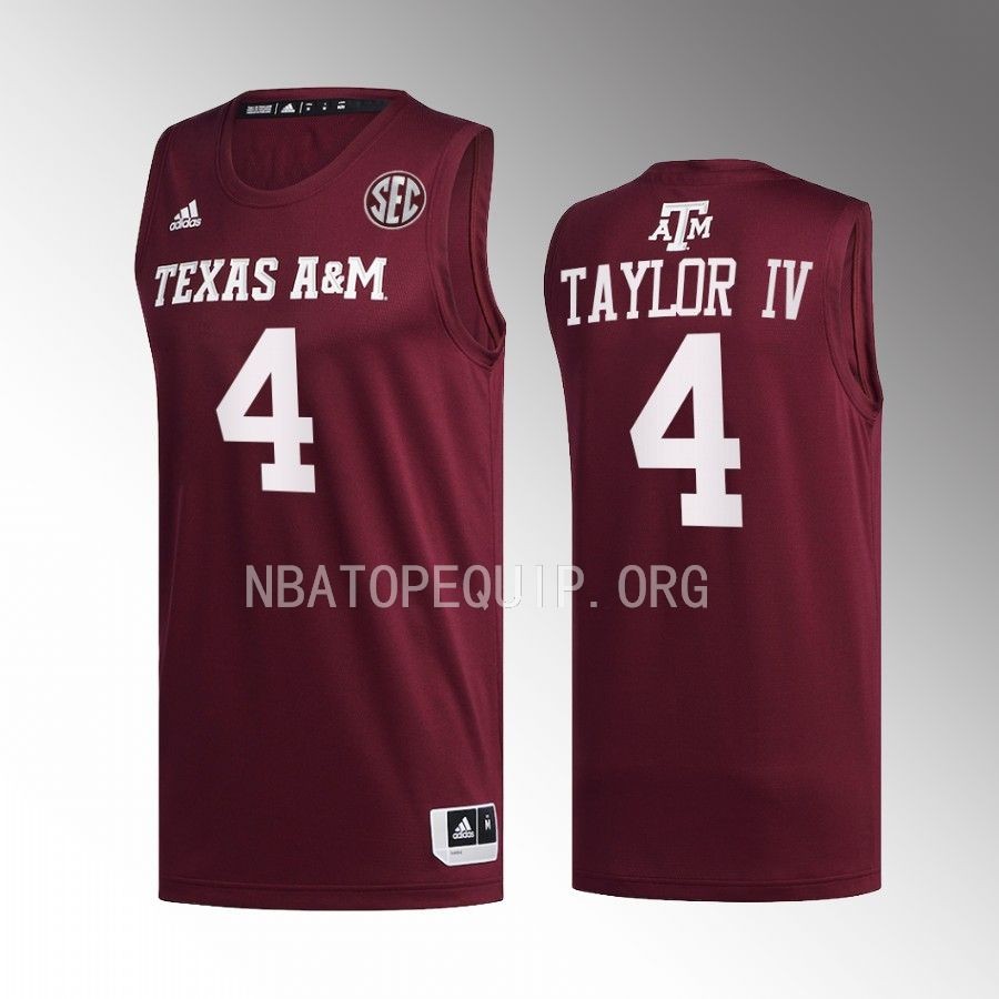 Texas AM Aggies Wade Taylor IV Jersey 2022-23 College Maroon Uniform