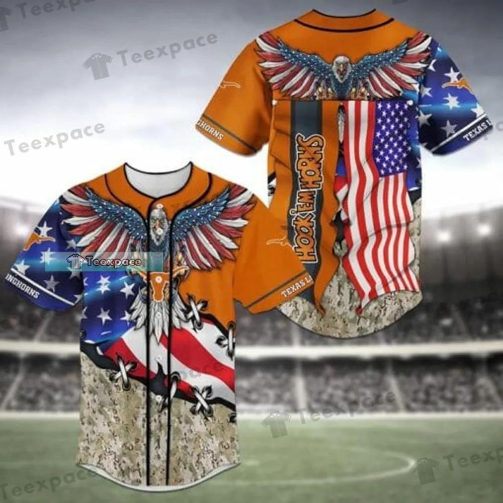 Texas Longhorns American Eagle Camo Pattern Baseball Jersey