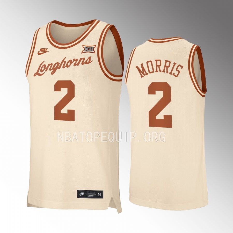 Texas Longhorns Arterio Morris Jersey 2022-23 Retro Cream Uniform