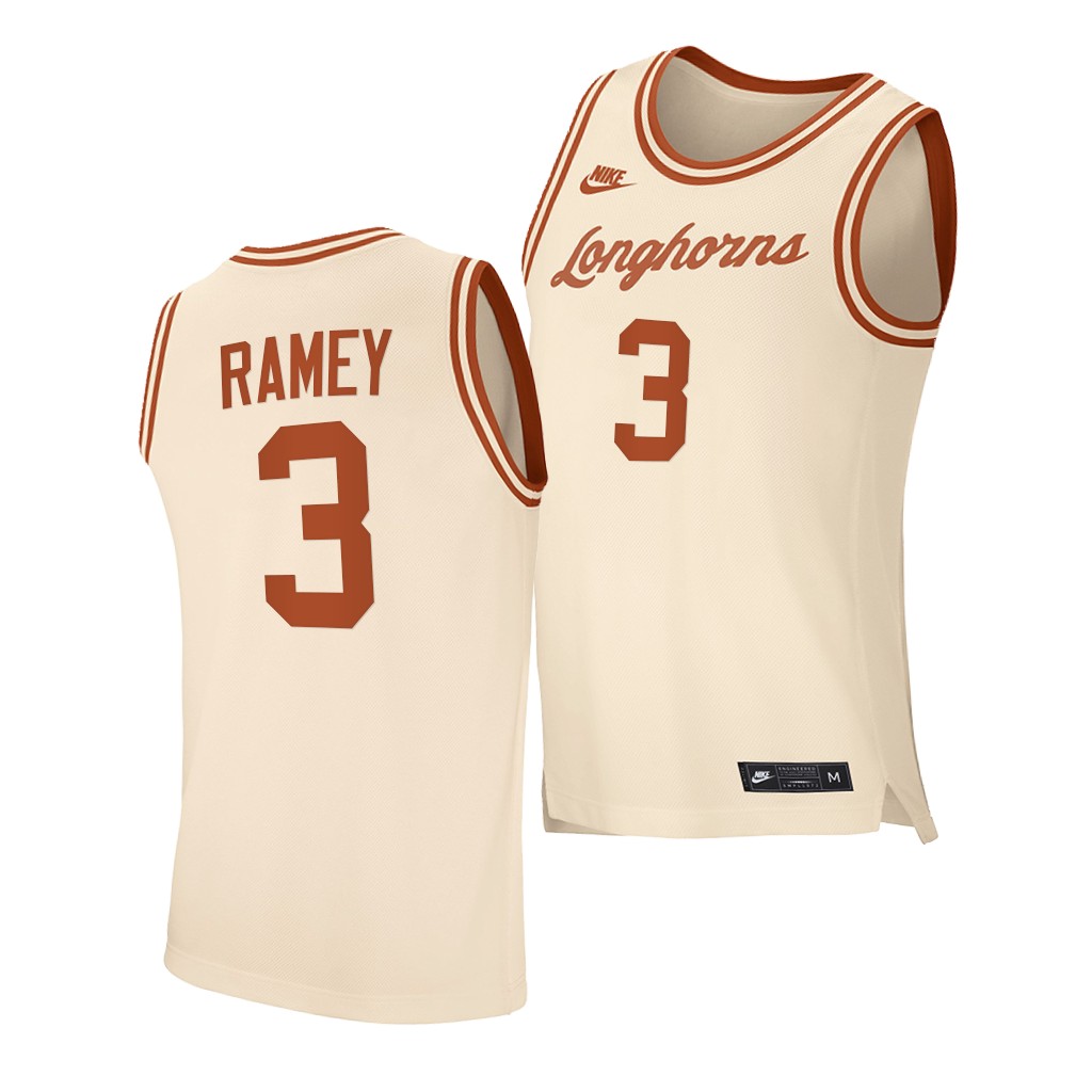 Texas Longhorns Courtney Ramey Cream 2020-21 Retro Jersey