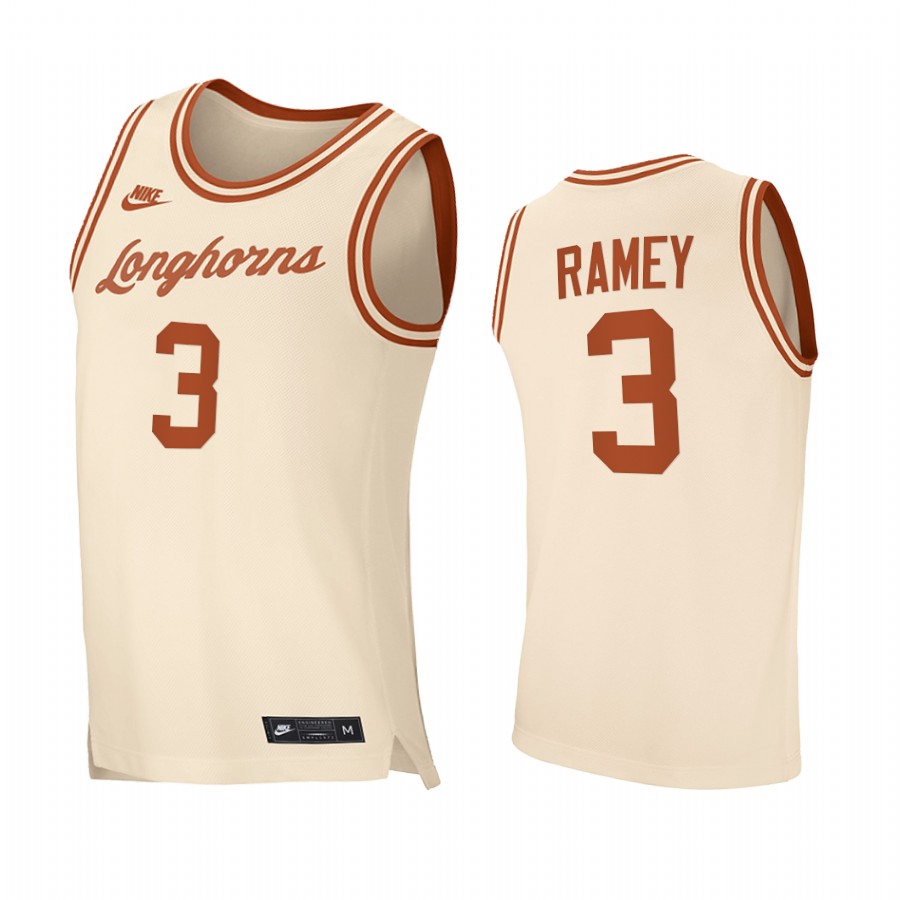 Texas Longhorns Courtney Ramey Cream Retro 2020-21 Jersey