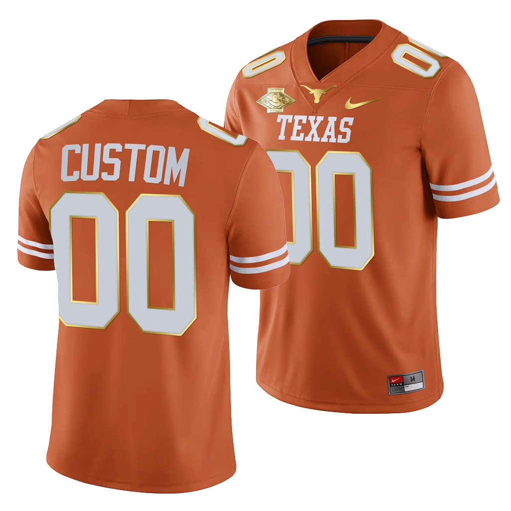 Texas Longhorns Custom 00 Orange 2021 Red River Showdown Golden Patch Jersey Men