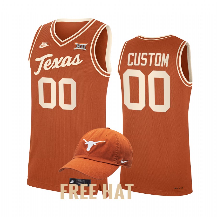 Texas Longhorns Custom Jersey 2021-22 College Orange Throwback Uniform