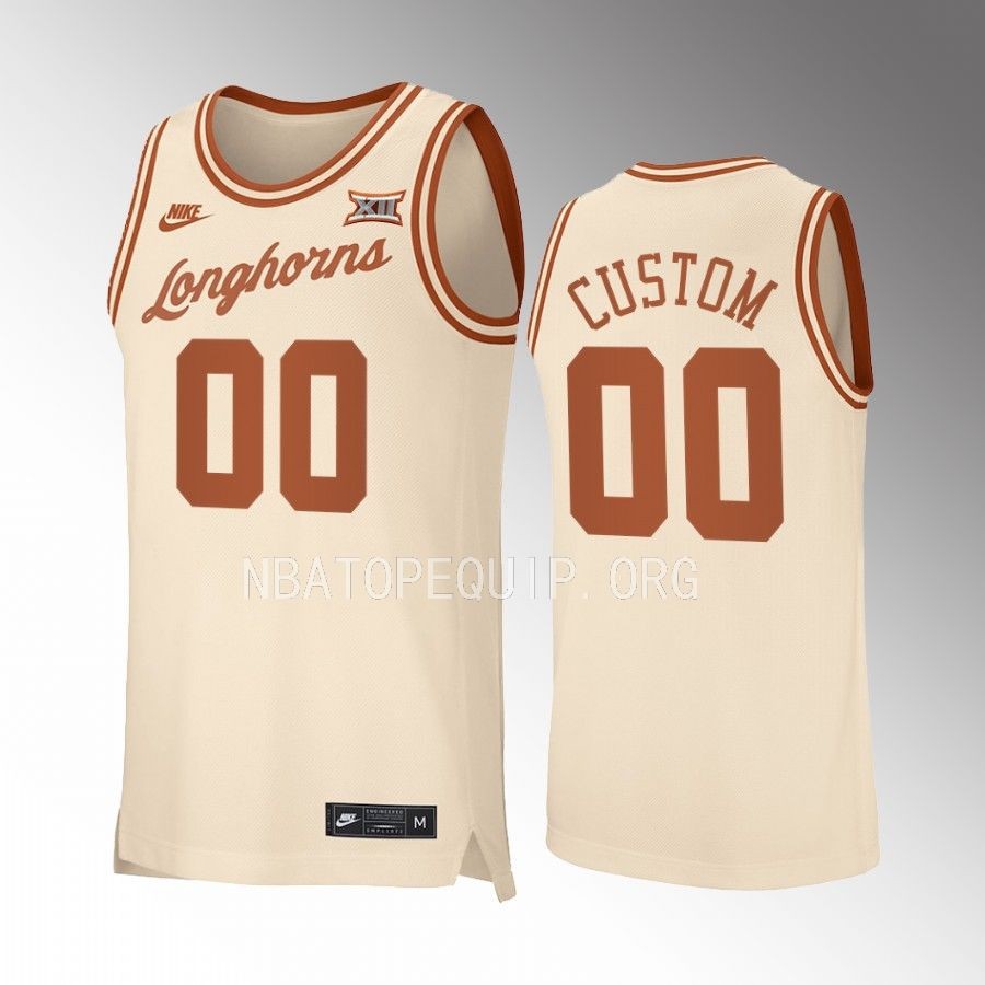 Texas Longhorns Custom Jersey 2022-23 Retro Cream Uniform