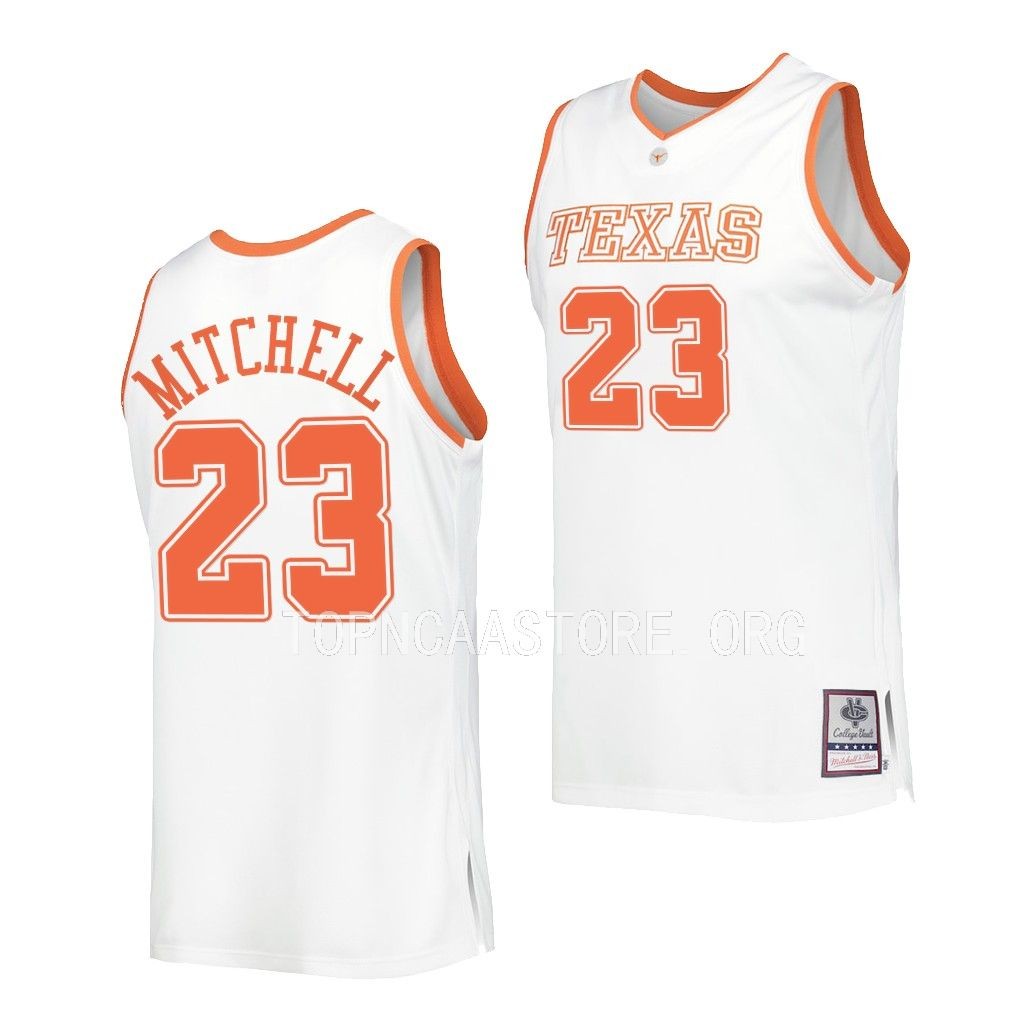Texas Longhorns Dillon Mitchell White #23 Throwback Jersey College