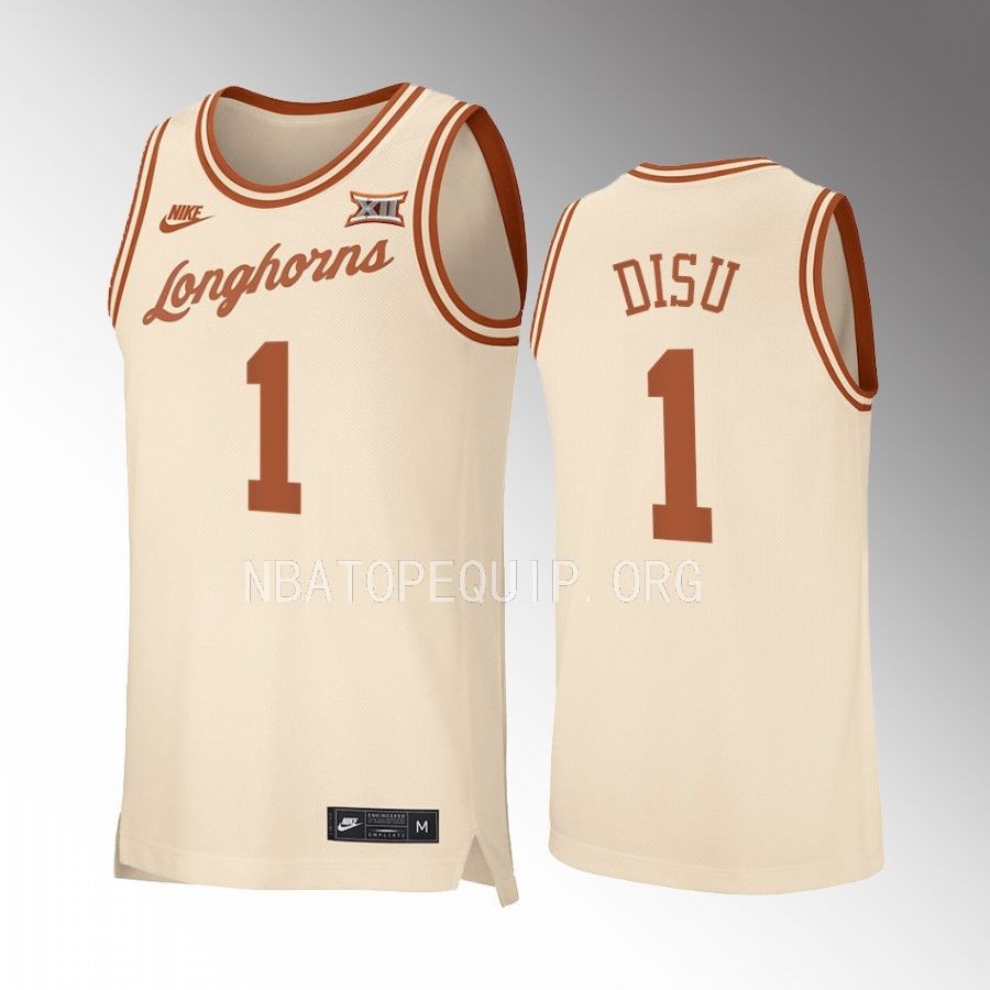 Texas Longhorns Dylan Disu Jersey 2022-23 Retro Cream Uniform