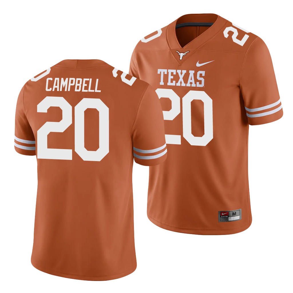 Texas Longhorns Earl Campbell Texas Orange College Men's Game Jersey