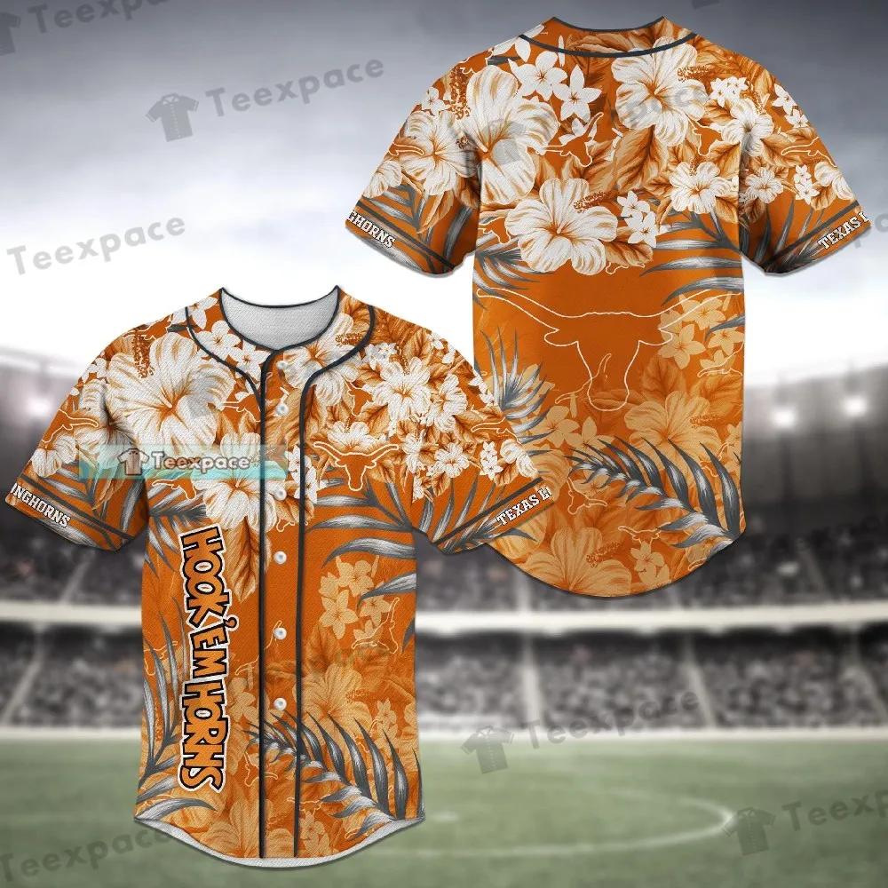 Texas Longhorns Floral Pattern Baseball Jersey