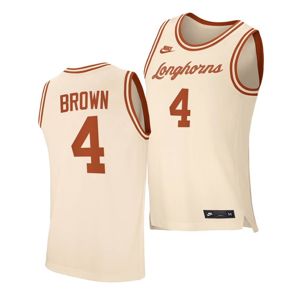 Texas Longhorns Greg Brown Cream 2020-21 Retro Jersey