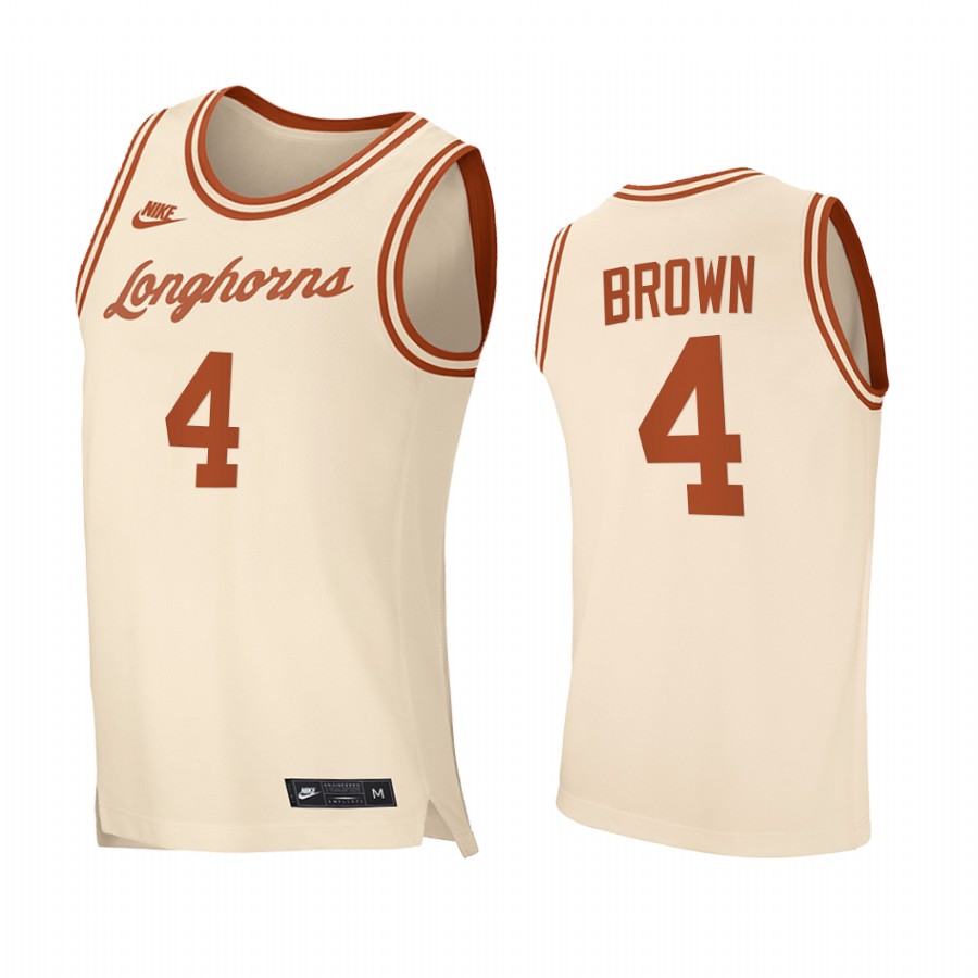 Texas Longhorns Greg Brown Cream Retro 2020-21 Jersey
