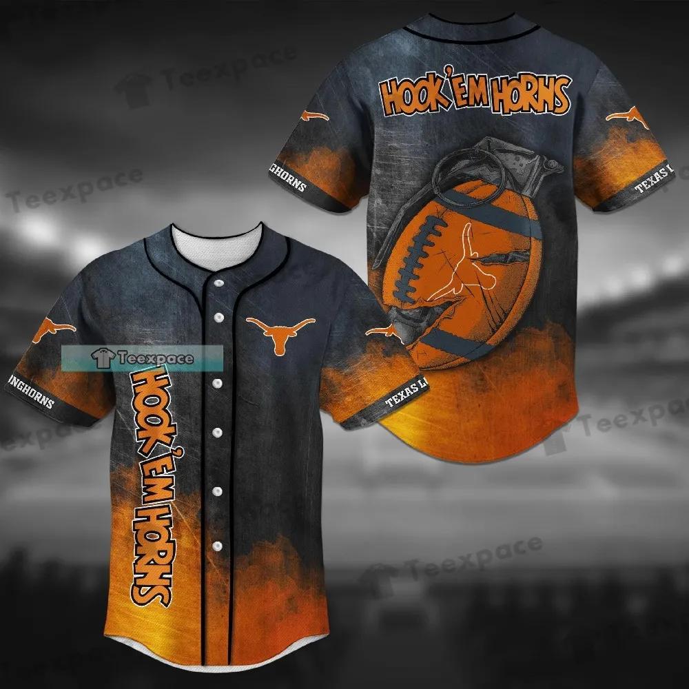 Texas Longhorns Grenade Fire Pattern Baseball Jersey