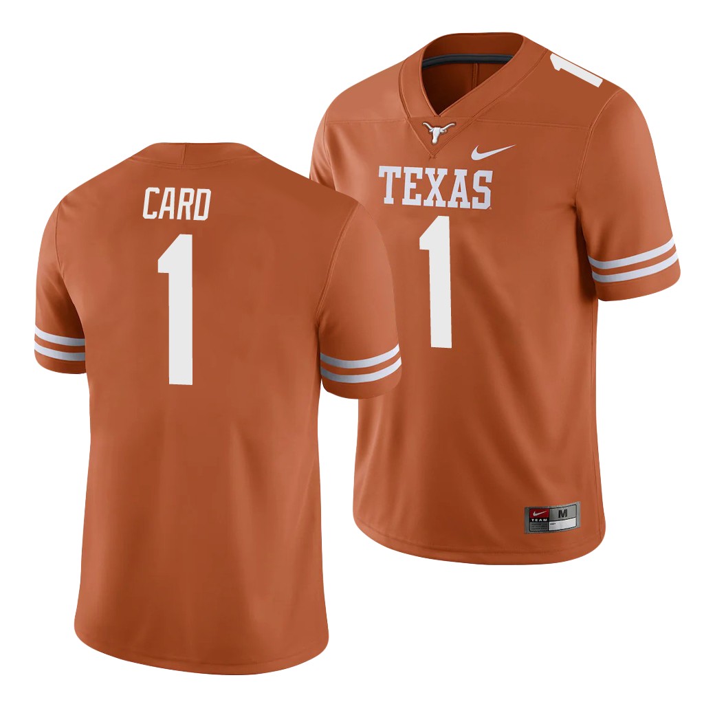 Texas Longhorns Hudson Card Texas Orange College Men's Game Jersey
